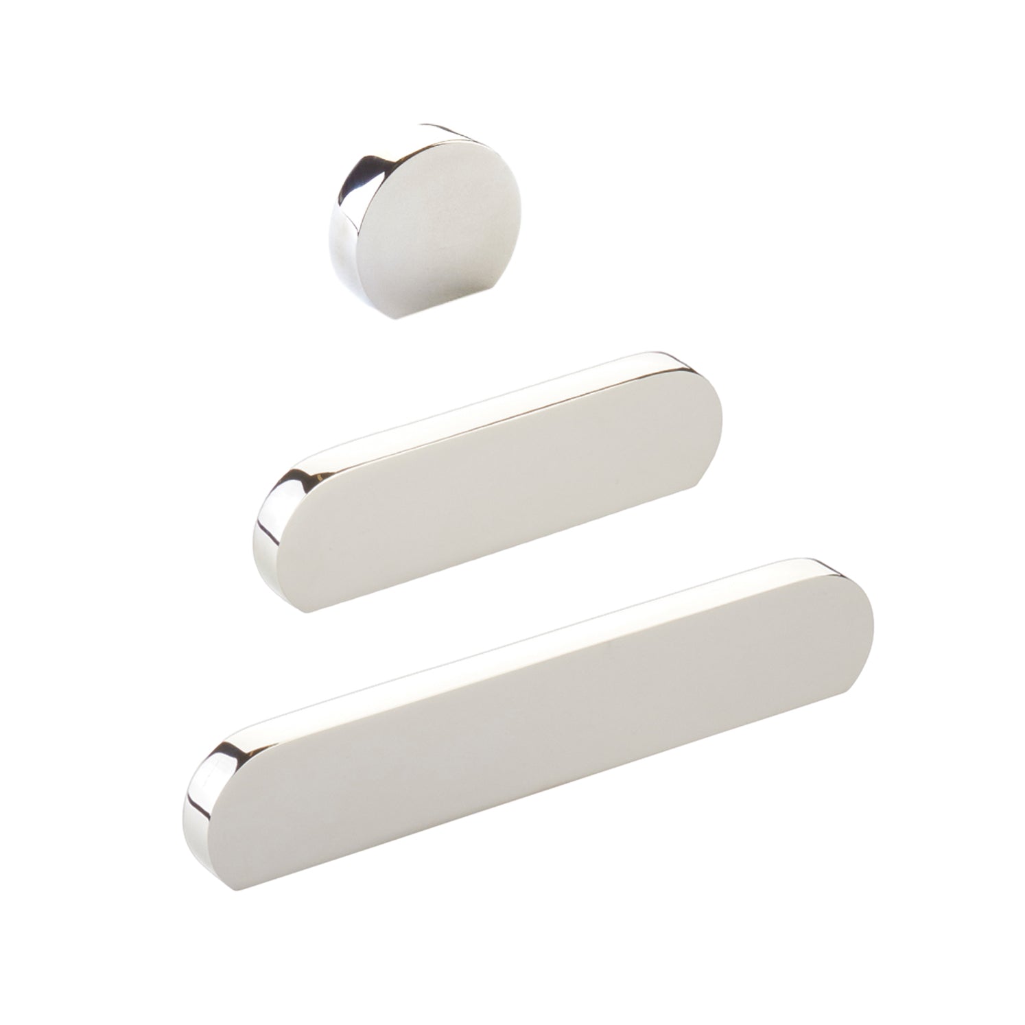 Polished Nickel Moderna Drawer Pulls and Cabinet Knobs