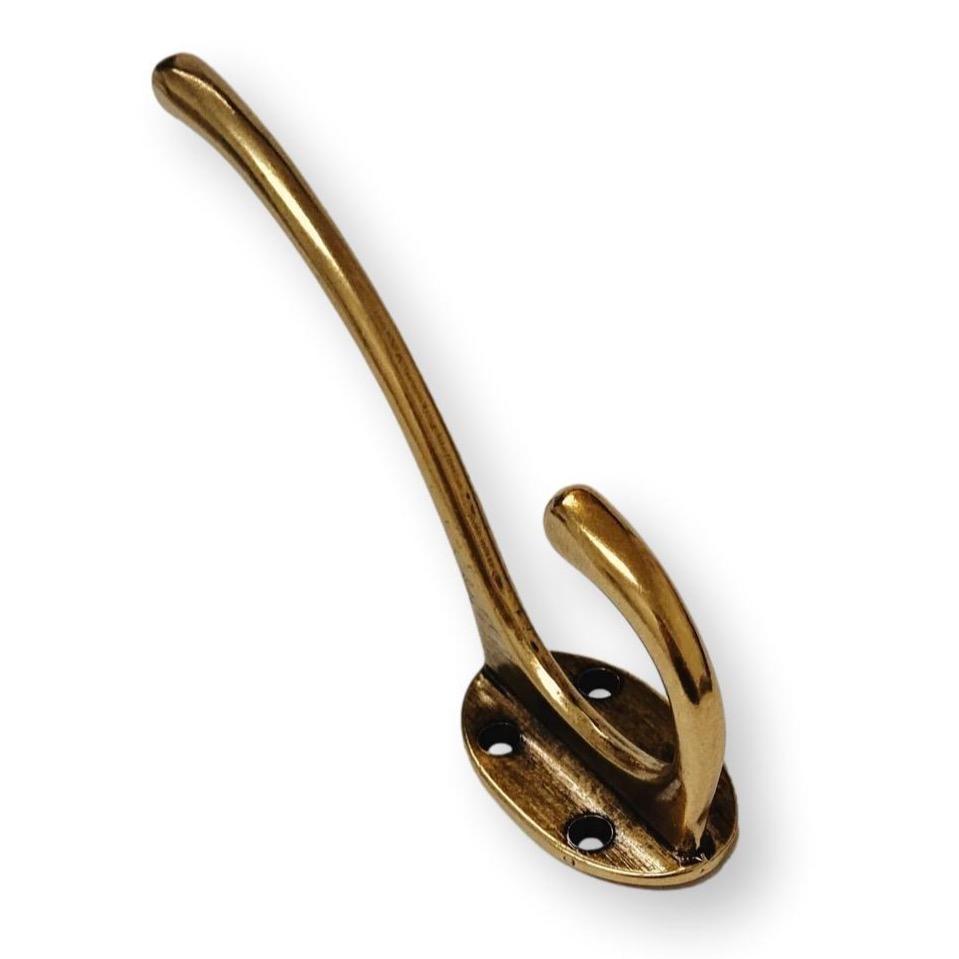 4 Solid Brass Coat Hangers 4 Antique Style Brass Harp Shape Hook