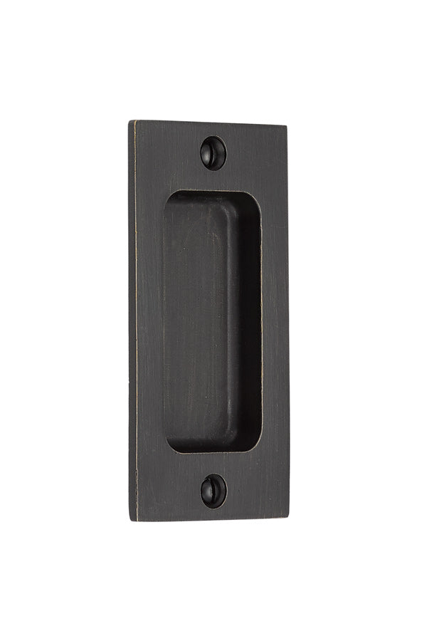 Rustic Rectangular Flush Solid Recess Door Pull in Dark Bronze