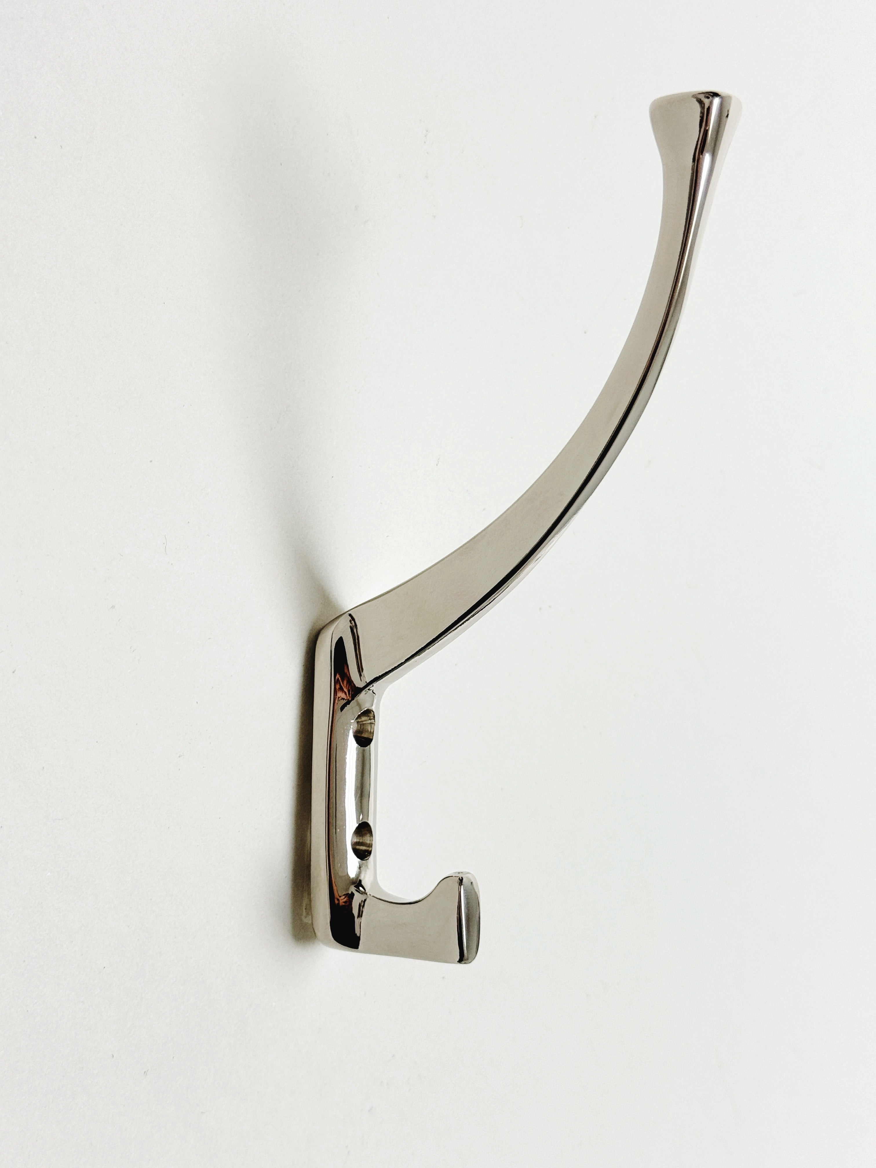 Polished Nickel "Zen" Wall Coat and Hat Hook - Forge Hardware Studio