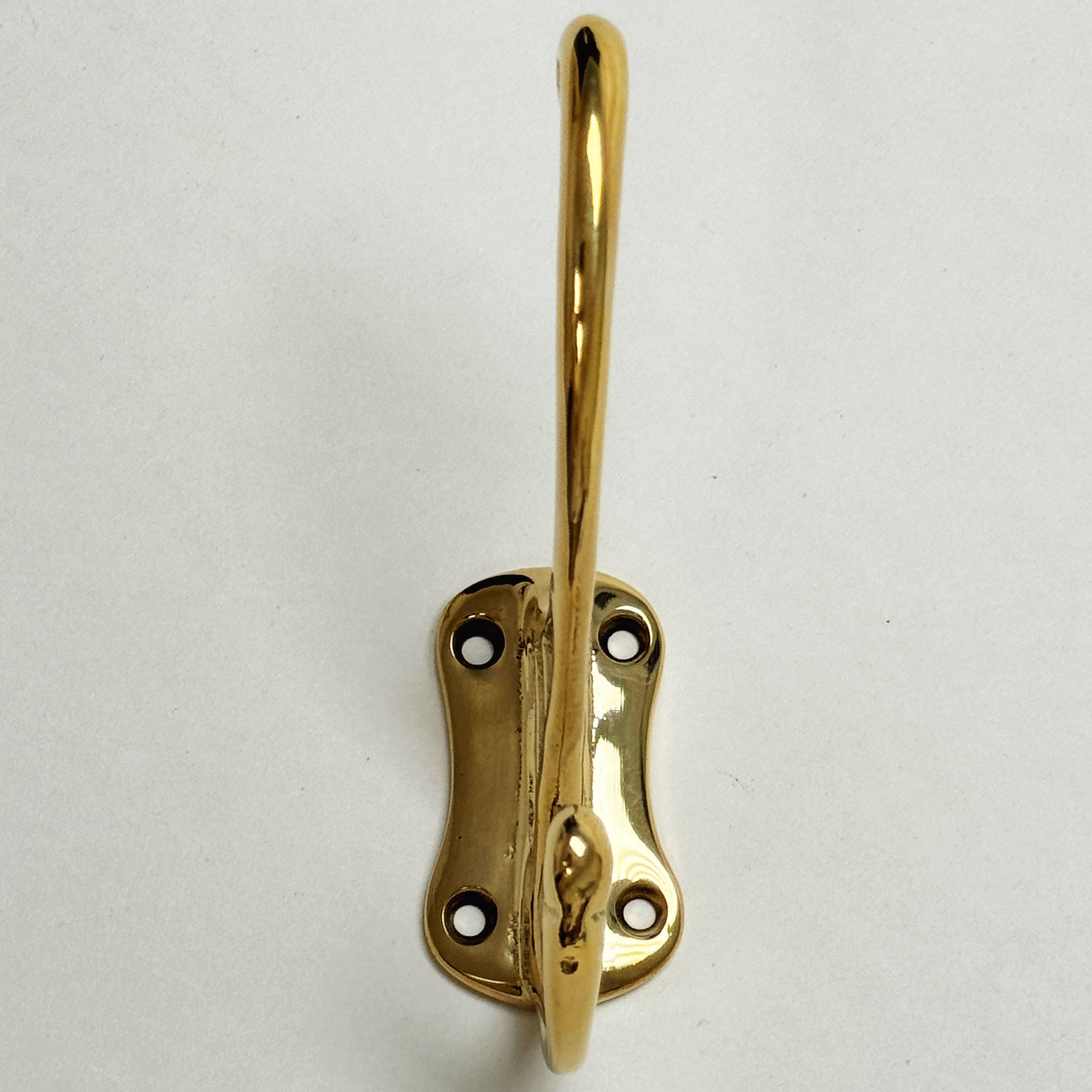 Polished Unlacquered Brass "Double" Wall Hook - Forge Hardware Studio