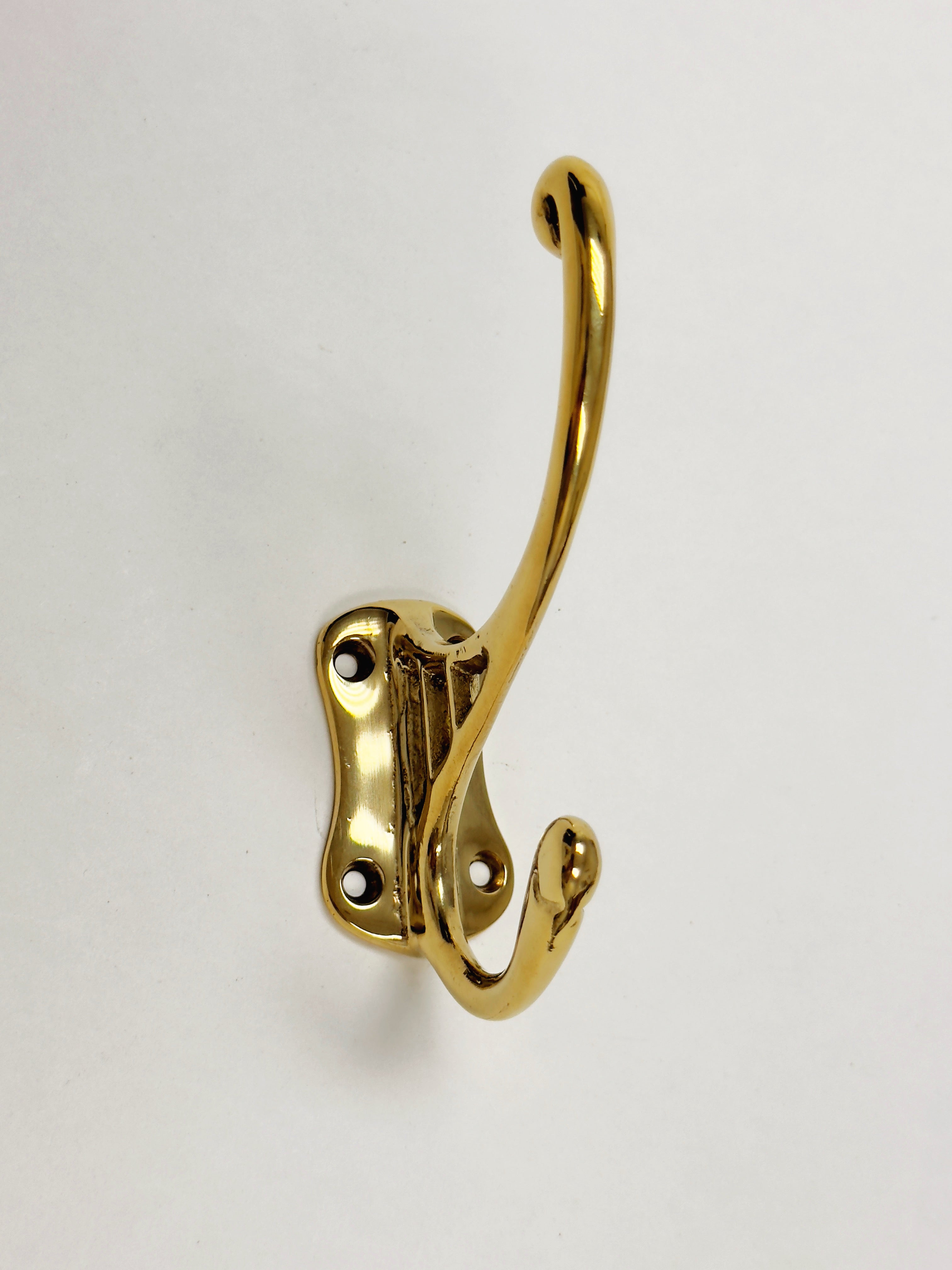 Polished Unlacquered Brass "Double" Wall Hook - Forge Hardware Studio