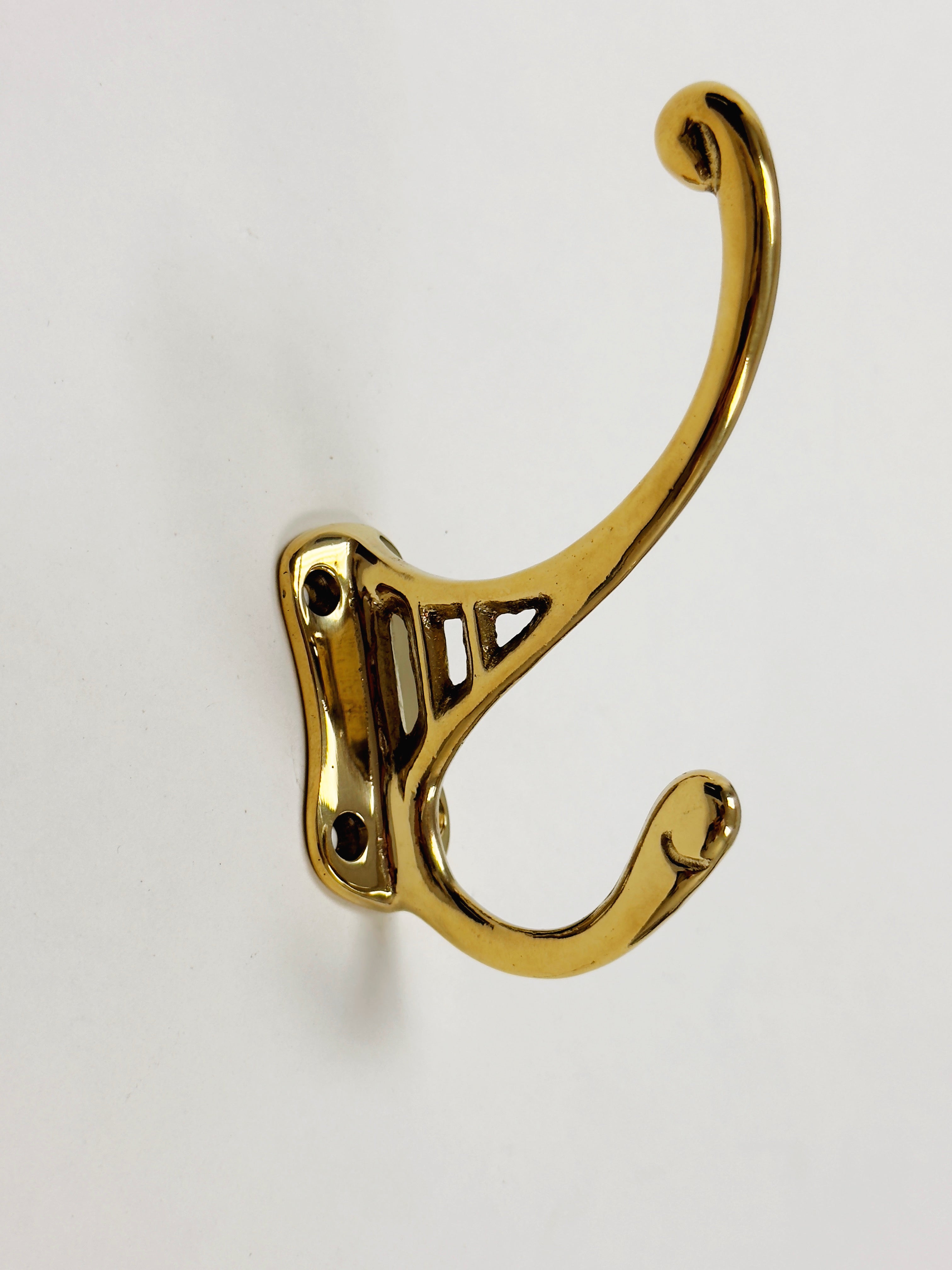 Polished Unlacquered Brass "Double" Wall Hook - Forge Hardware Studio