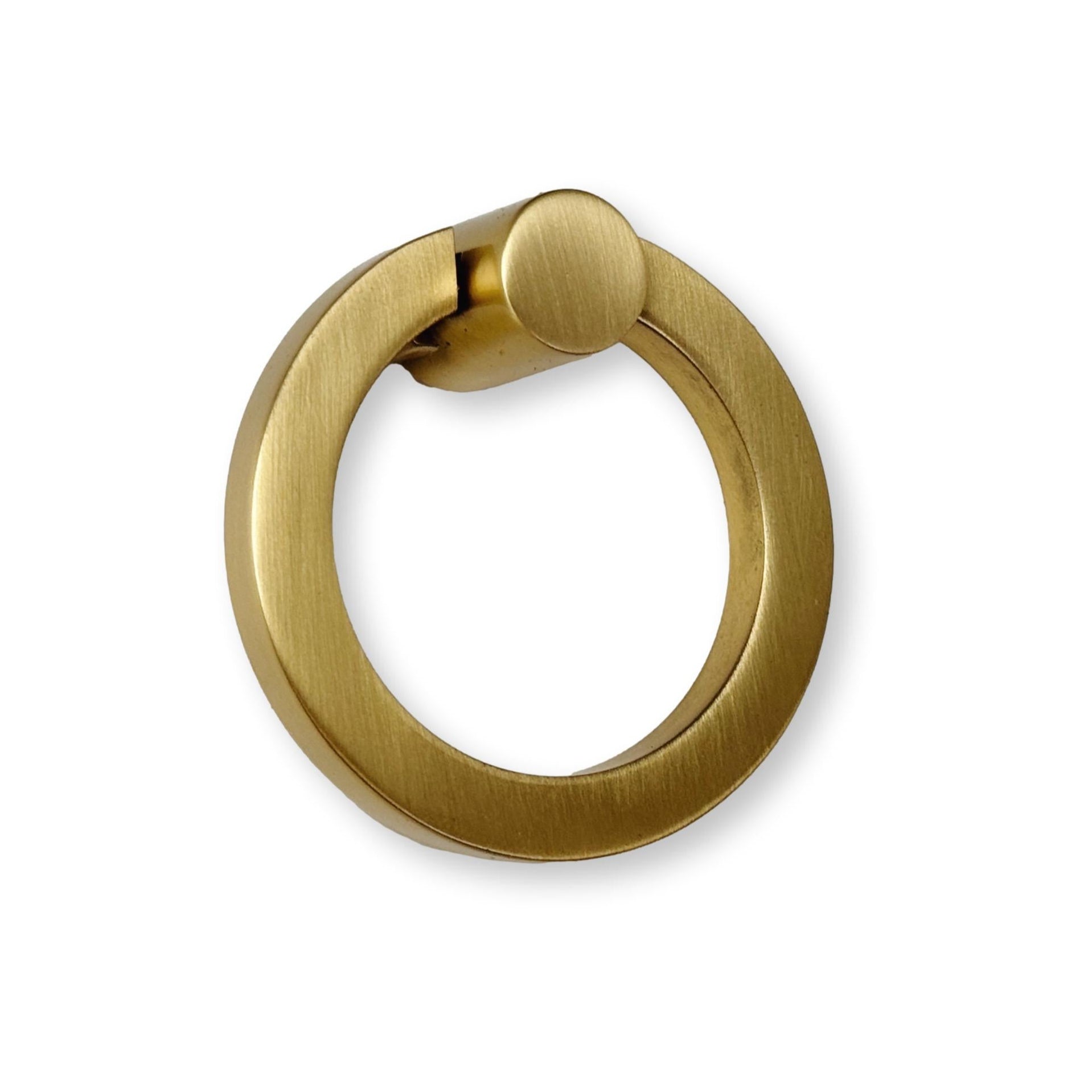 Satin Brass "Maya" Round Ring Pull Cabinet Knob