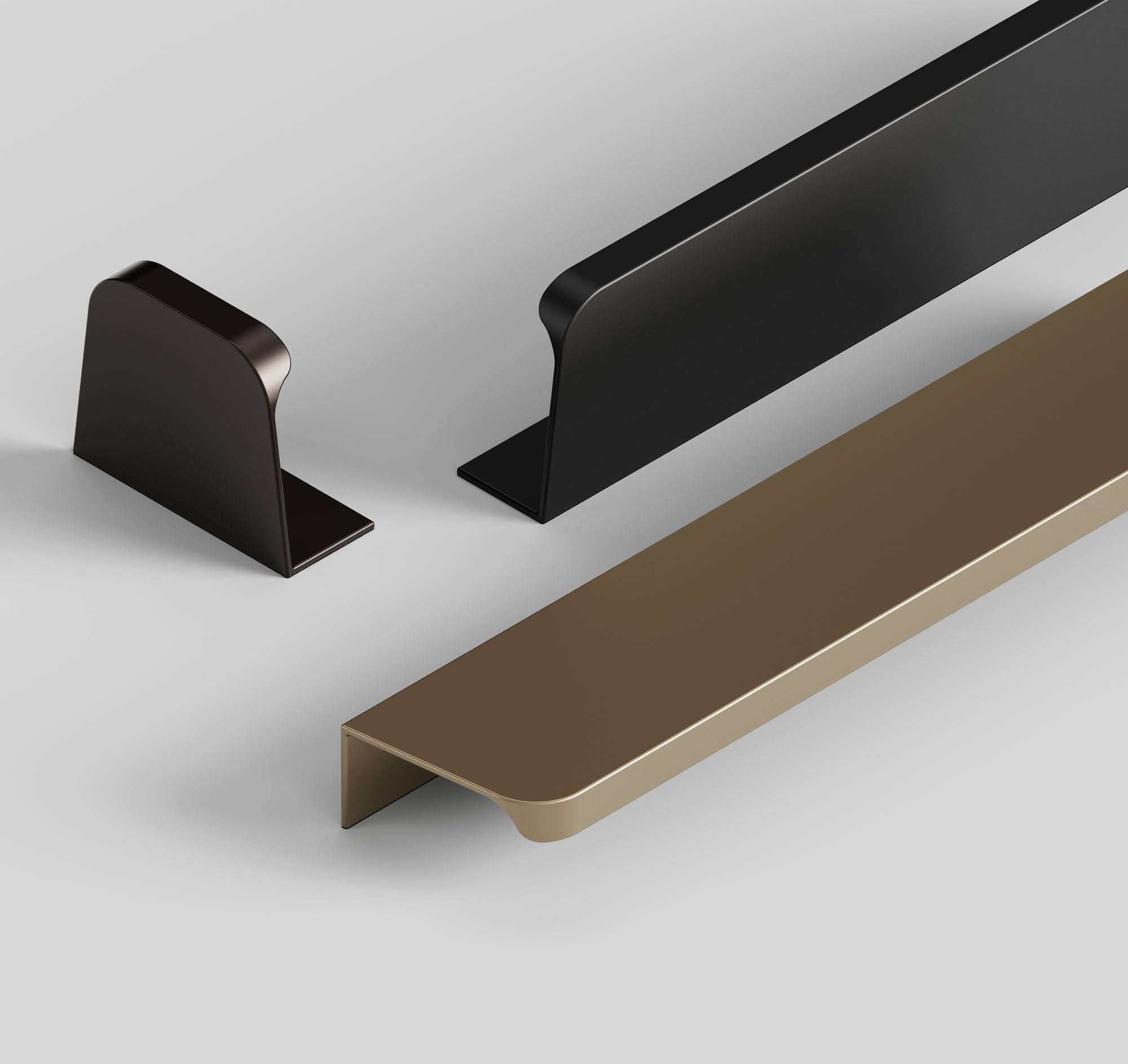 Matte Bronze "Comet" Edge Drawer Tab Pulls - Forge Hardware Studio