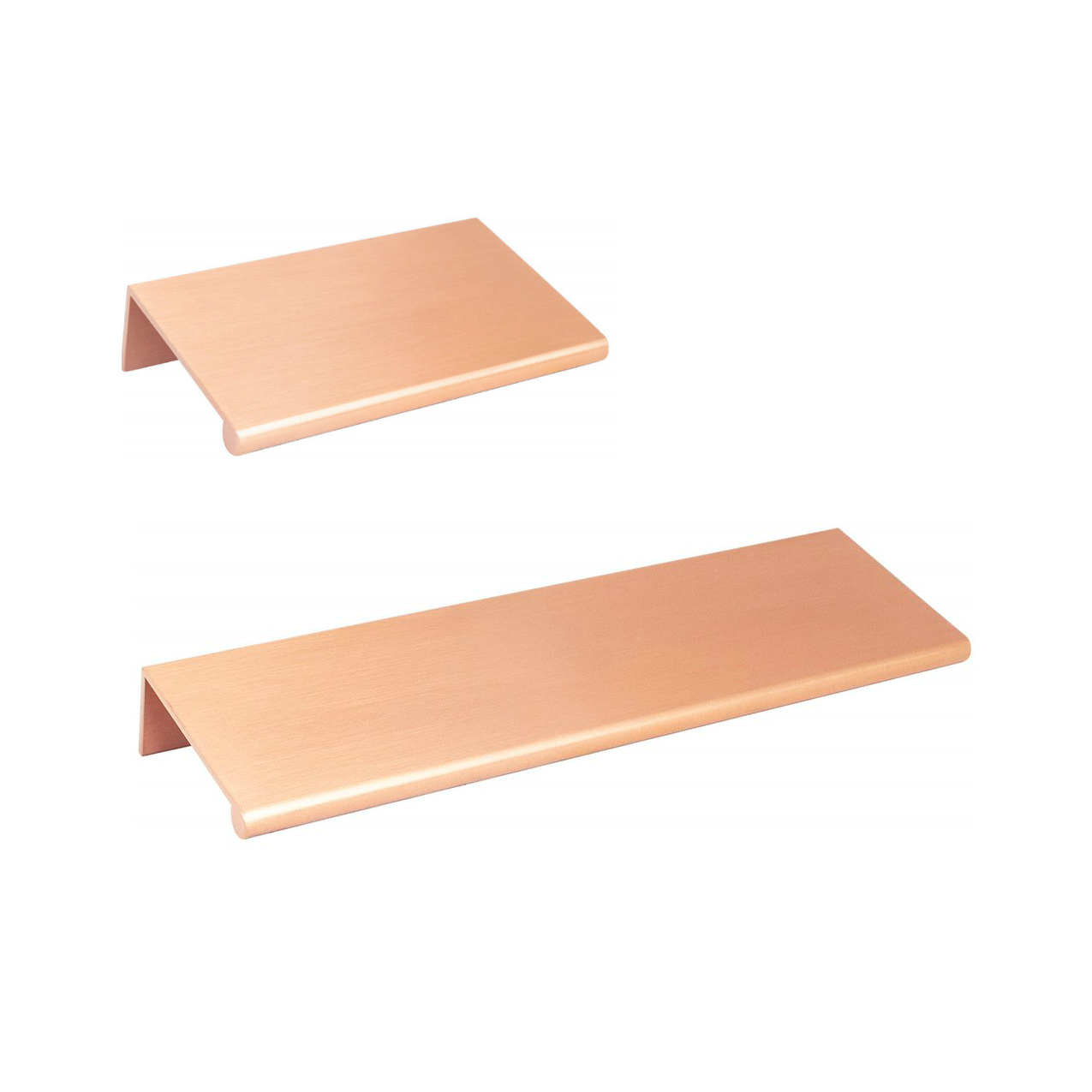 Brushed Copper "Bond" Tab Edge Finger Drawer Pulls in Various Sizes - Forge Hardware Studio