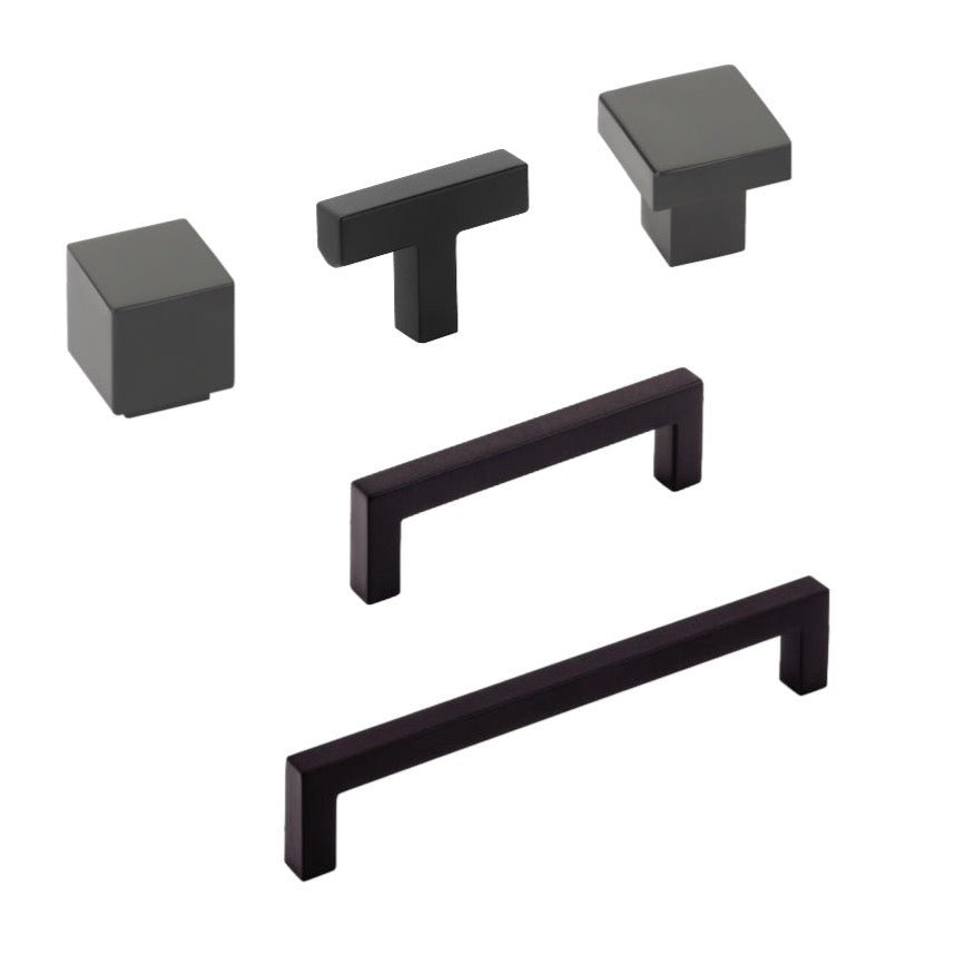 Matte Black "Glam" Cabinet Knobs and Drawer Pulls - Forge Hardware Studio