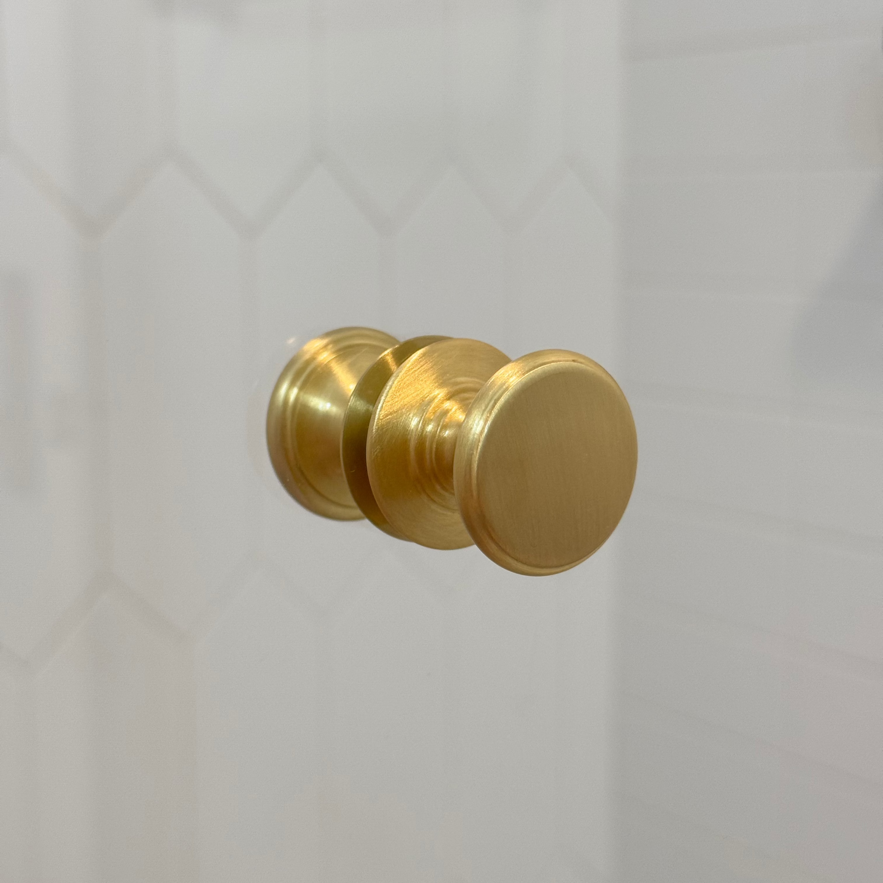 Round Satin Brass "Penny" Round Glass Shower Knob