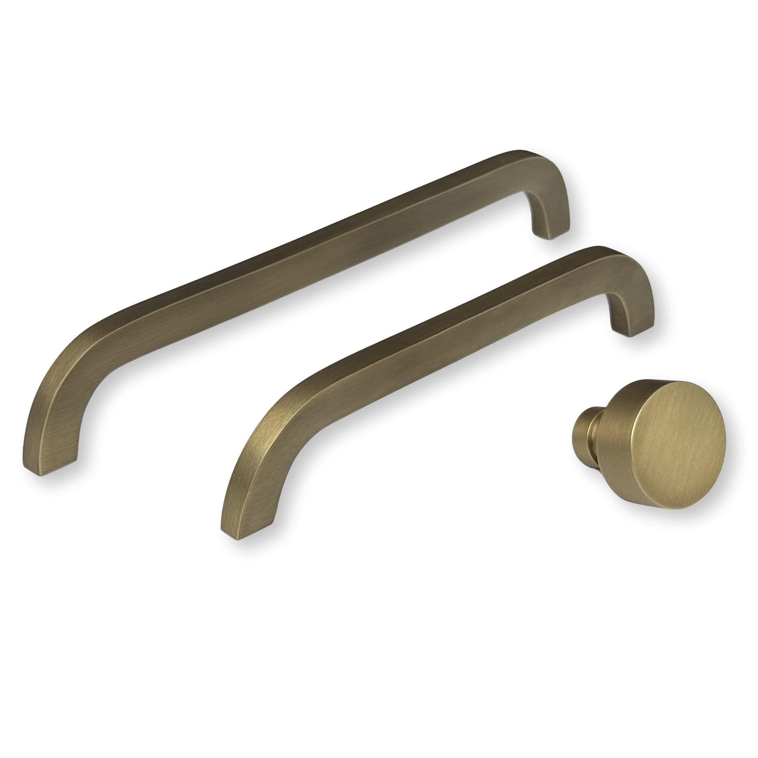 Antique Brushed Brass "Celeste" Drawer Pulls and Cabinet Knobs