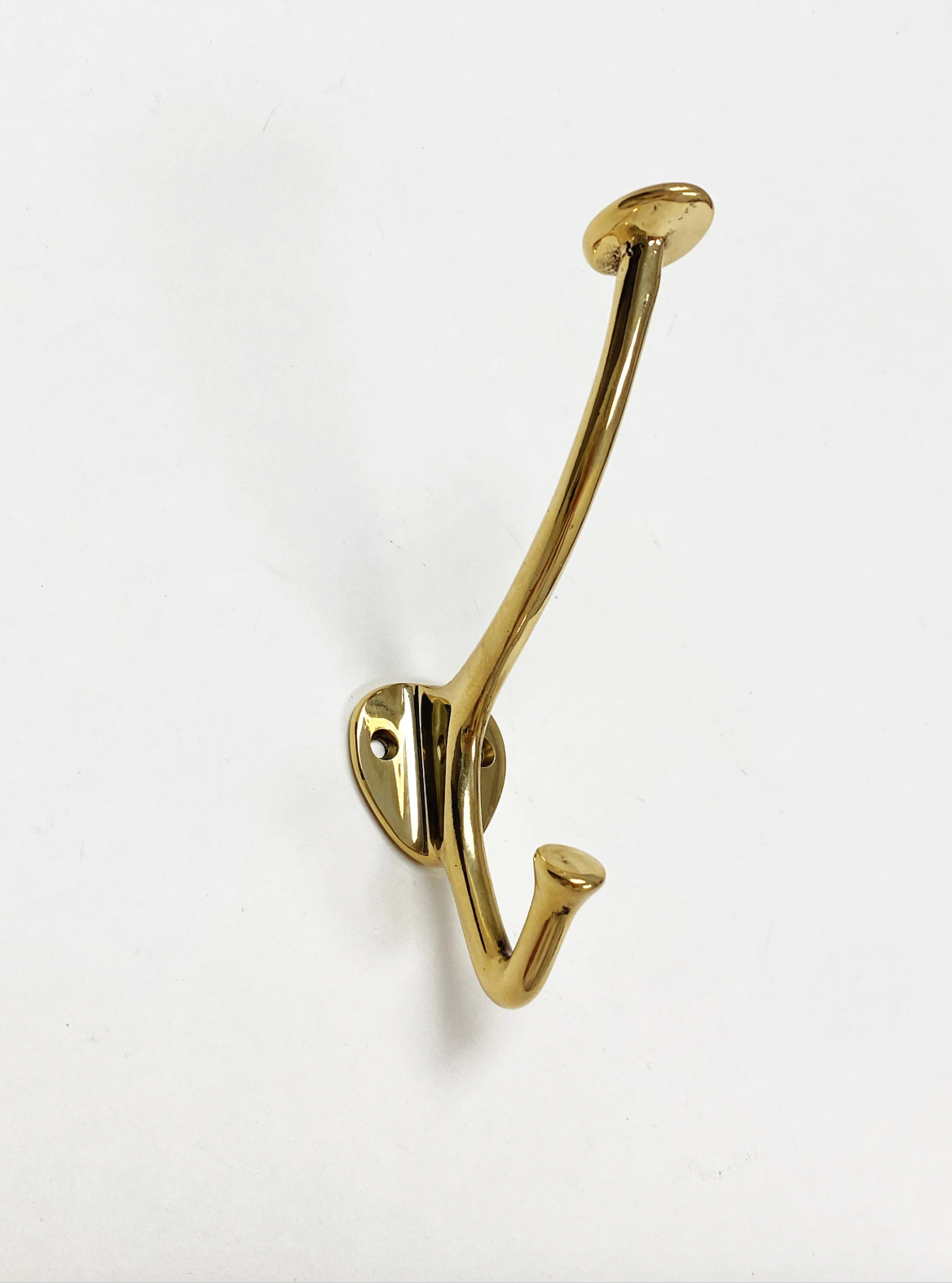 Polished Unlacquered Brass "Ellie" Wall Hooks, Brass Robe Coat Hook