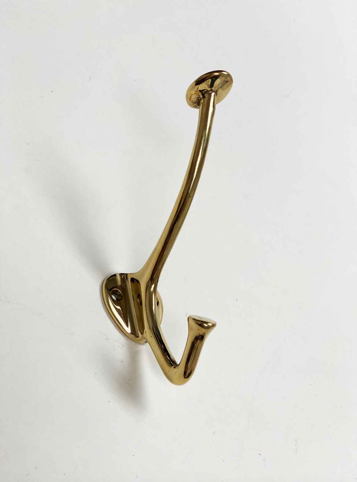 Polished Unlacquered Brass "Ellie" Wall Hooks, Brass Robe Coat Hook