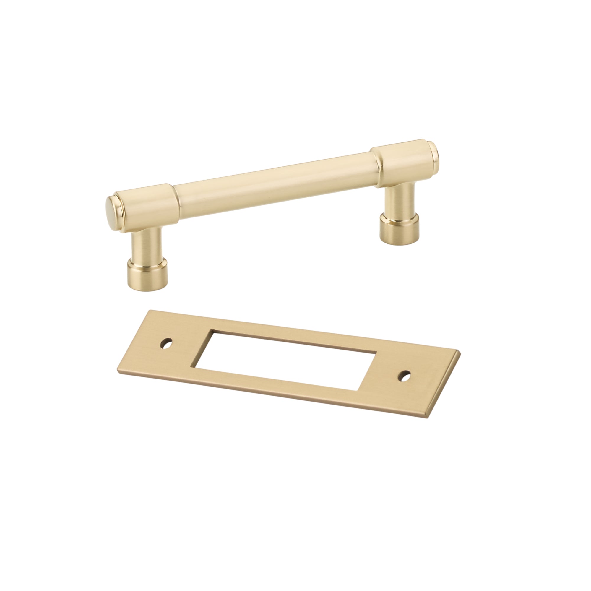 Champagne Bronze Industrial Modern Pulls and Knob with Backplate - Forge Hardware Studio