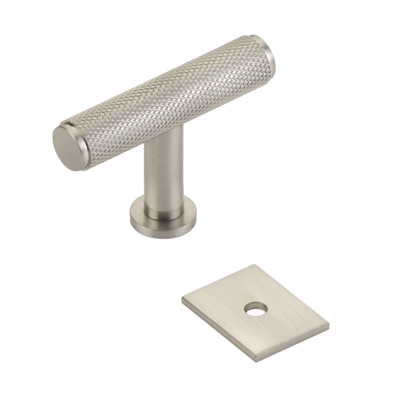 Brushed Nickel "Maison" Knurled Drawer Pulls and Cabinet Knobs with Optional Backplate - Industry Hardware