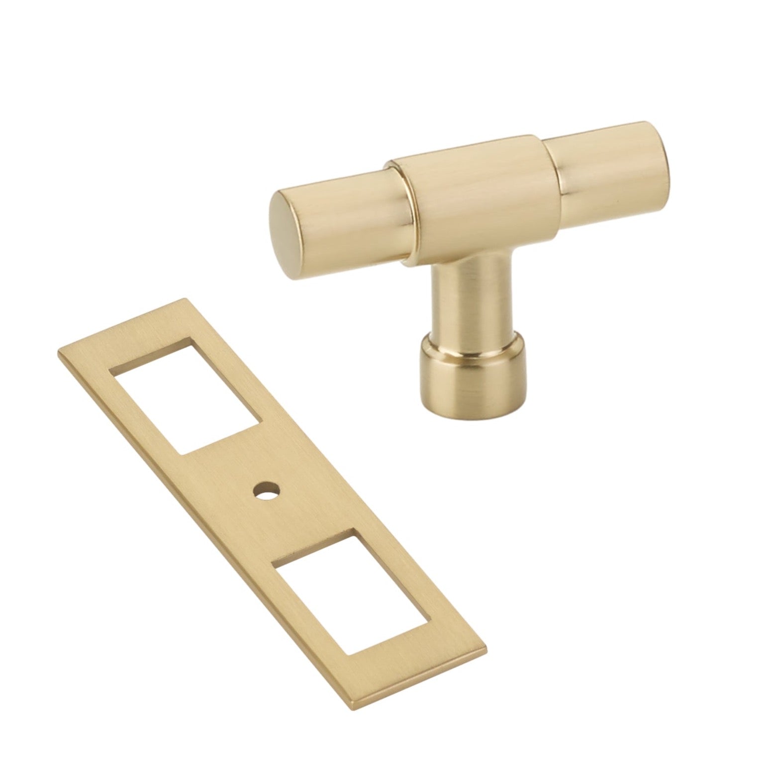 Champagne Bronze Industrial Modern Pulls and Knob with Backplate - Forge Hardware Studio