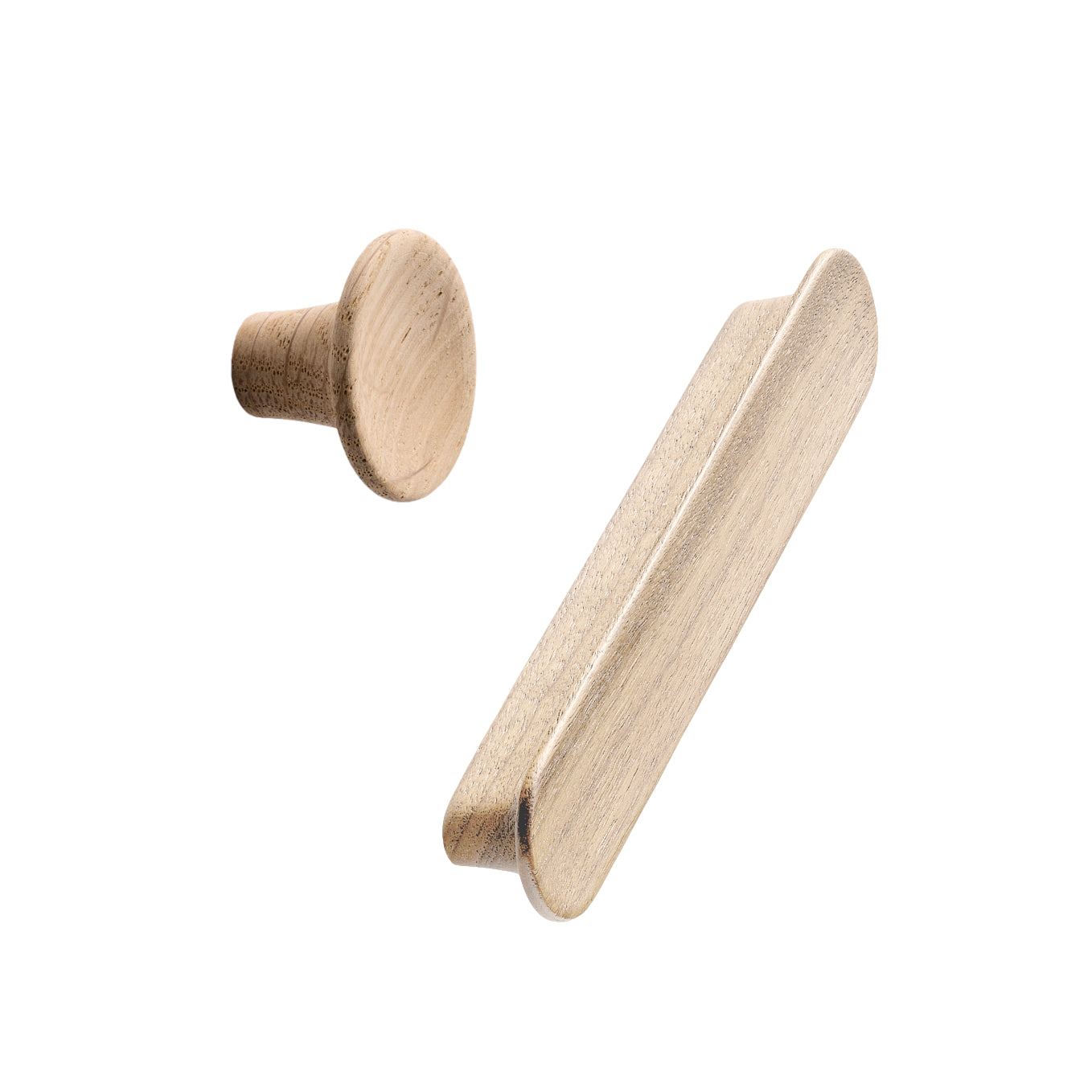 Unlacquered Oak Wood "Tuba" Cabinet Knob and Drawer Pulls