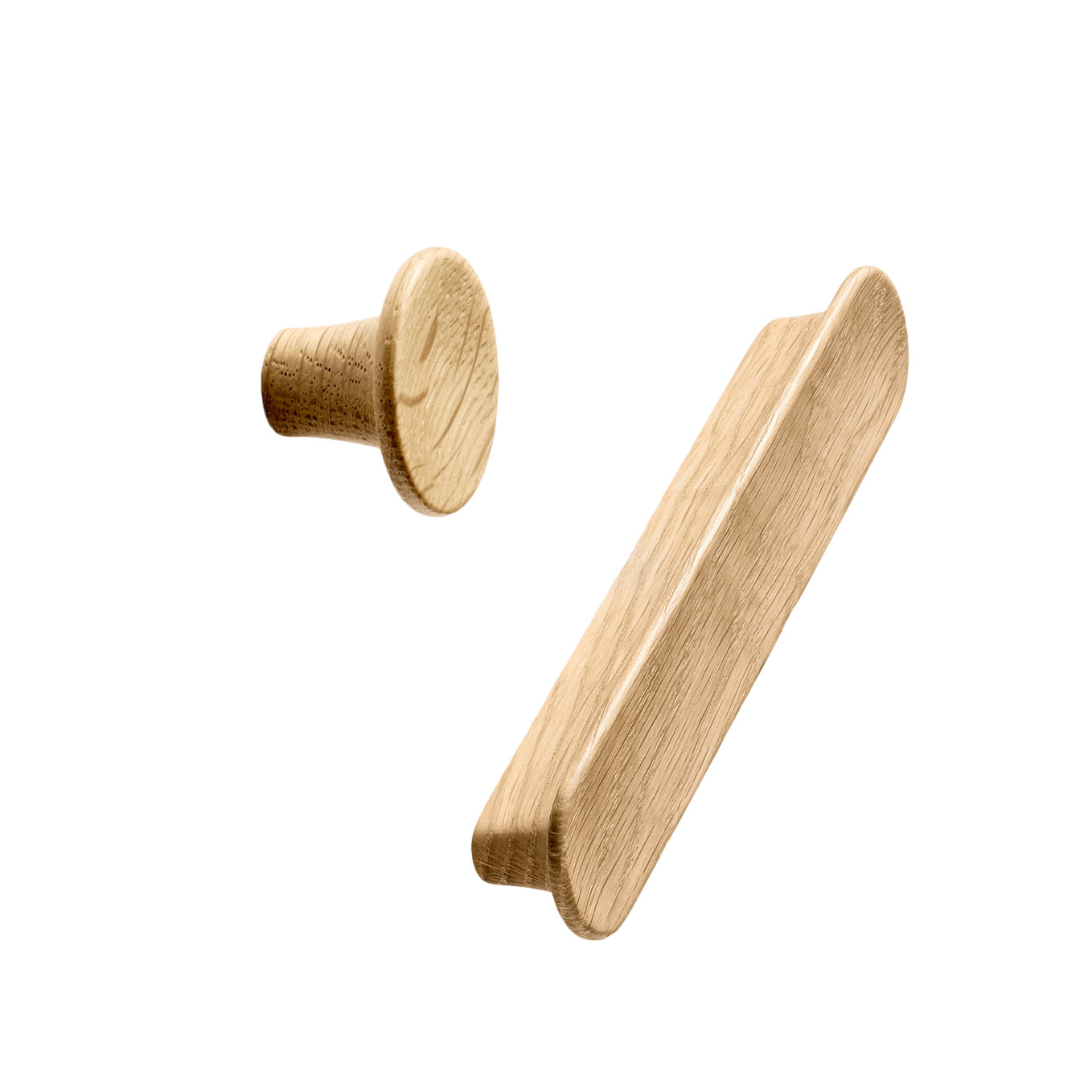 Lacquered Oak Wood "Tuba" Cabinet Knob and Drawer Pulls