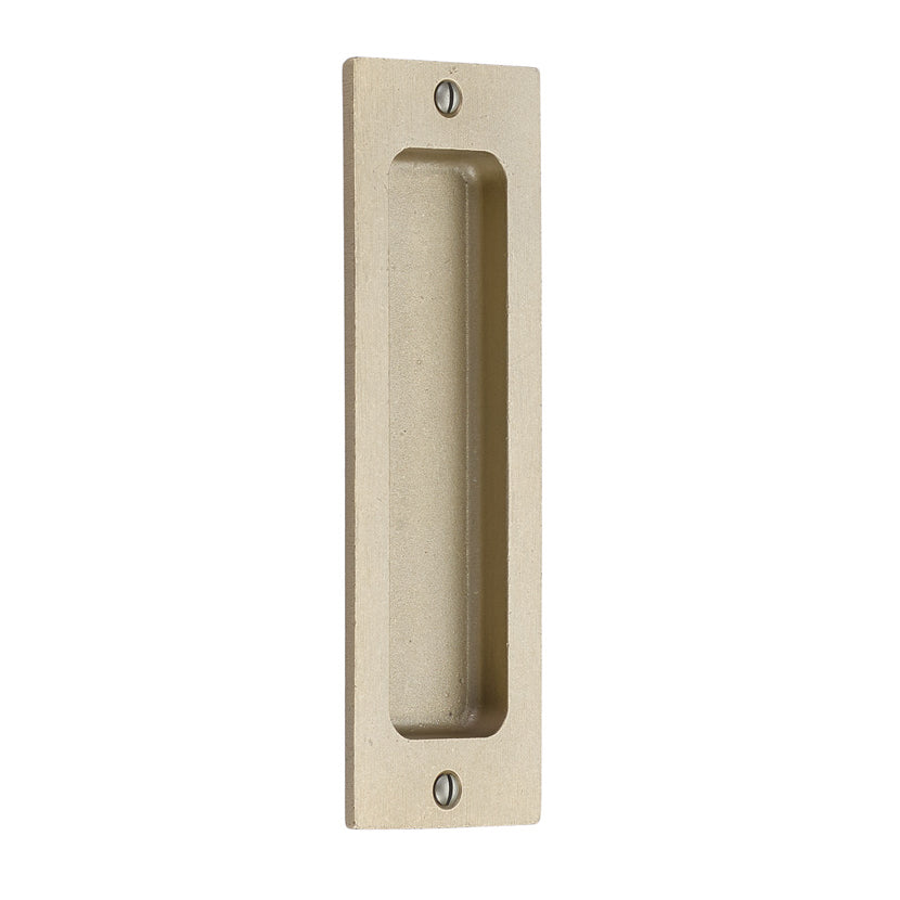 Rustic Rectangular Flush Solid Recess Door Pull in White Bronze