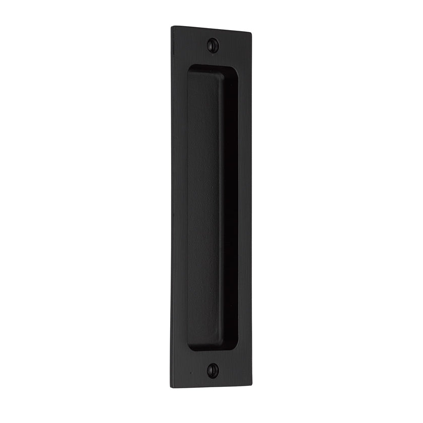 Rustic Rectangular Flush Solid Recess Door Pull in Black Bronze