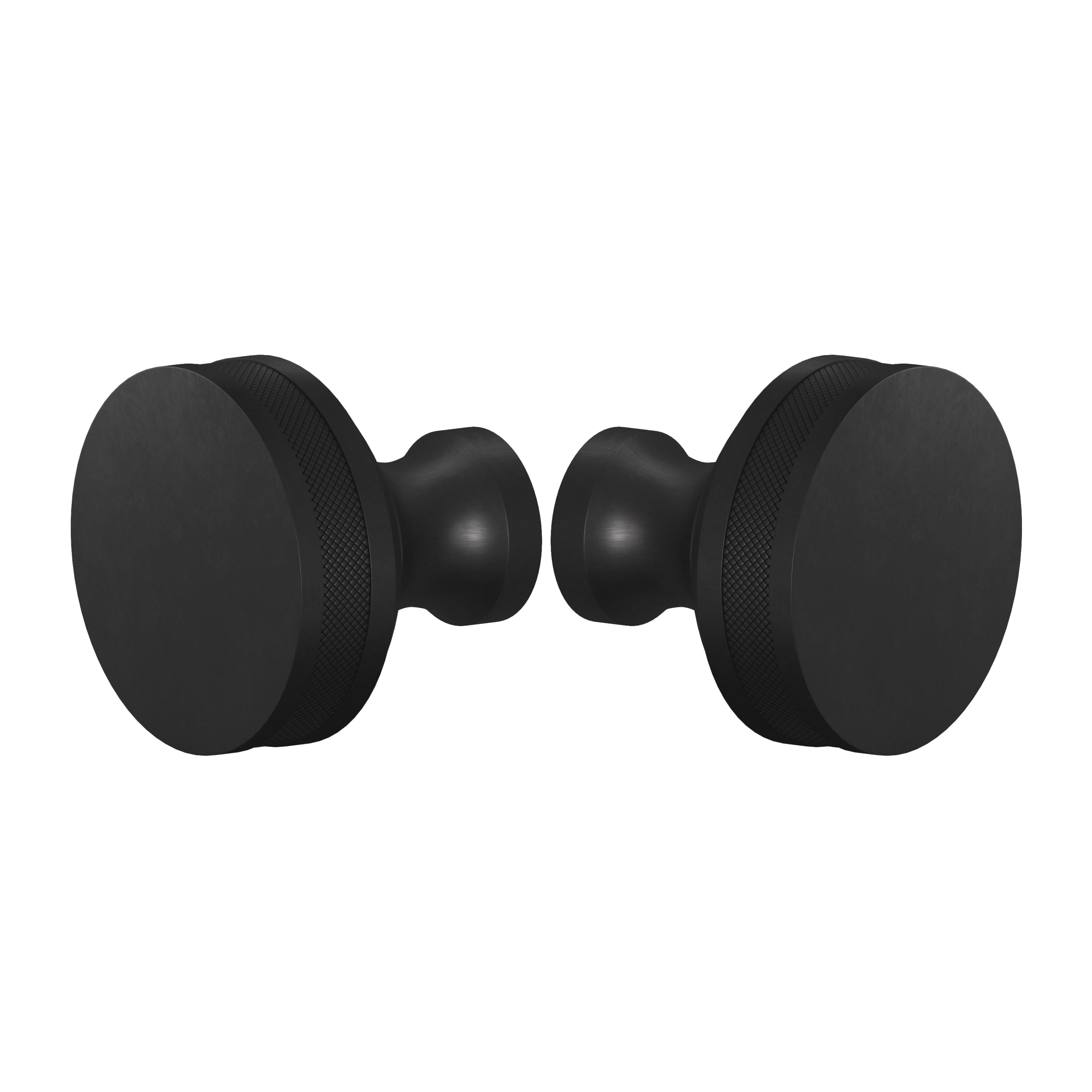 Matte Black "Knurled" Round Glass Shower Knob