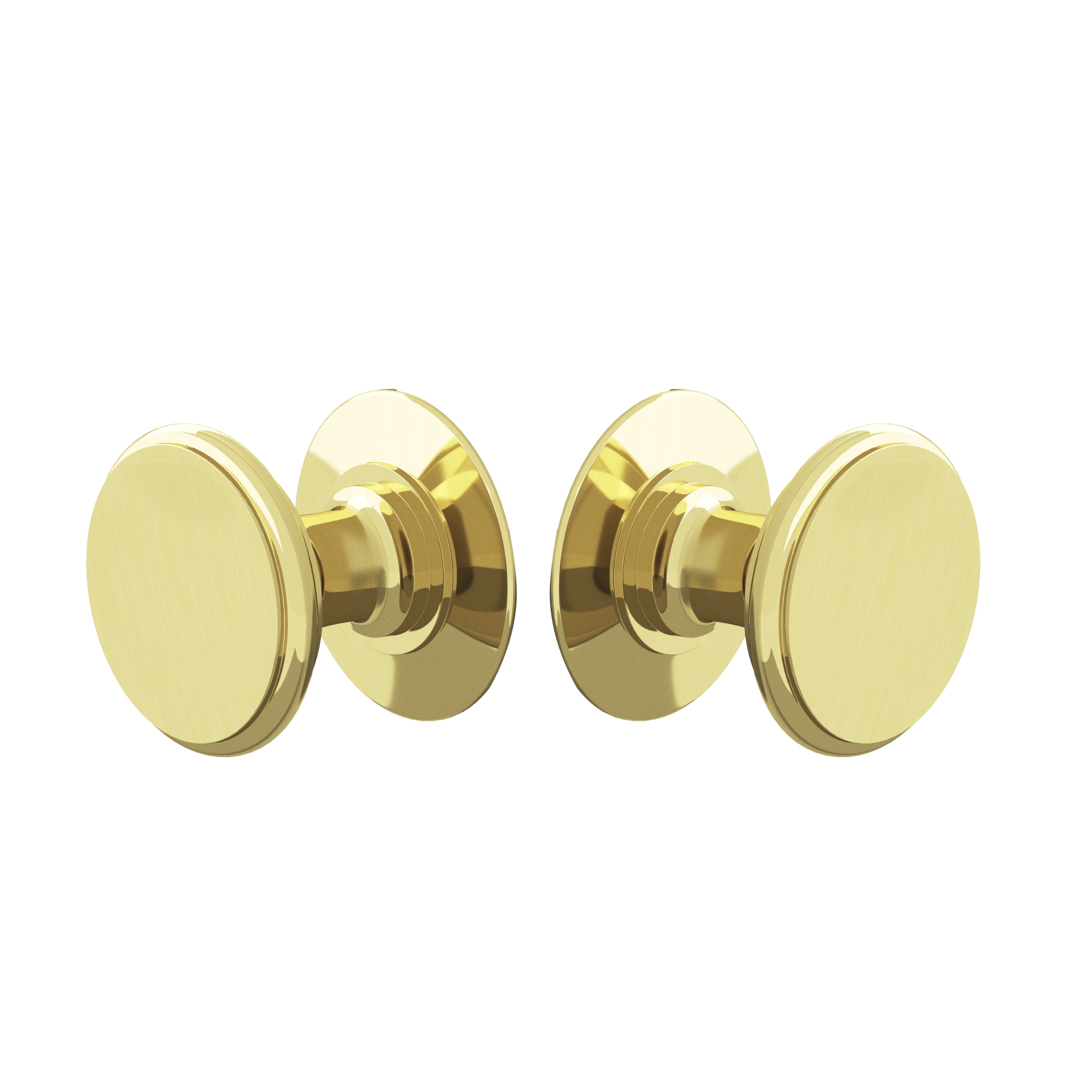 Polished Unlacquered Brass "Penny" Round Glass Shower Knob