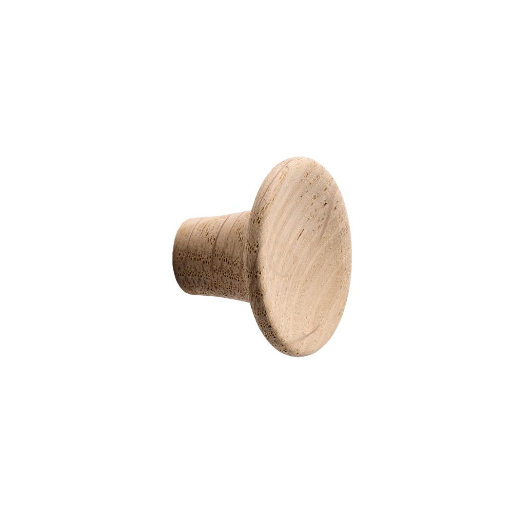 Unlacquered Oak Wood "Tuba" Cabinet Knob and Drawer Pulls