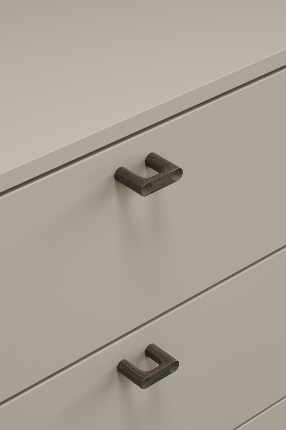 Dark Oak Lacquered Wood "Punto" Cabinet Knob and Drawer Pulls