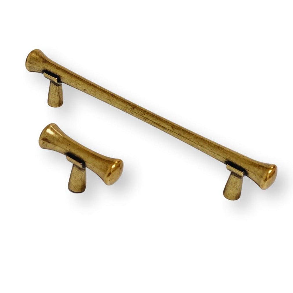 Hourglass "Tuscany" Drawer Pulls and Knobs in Antique Brass - Forge Hardware Studio