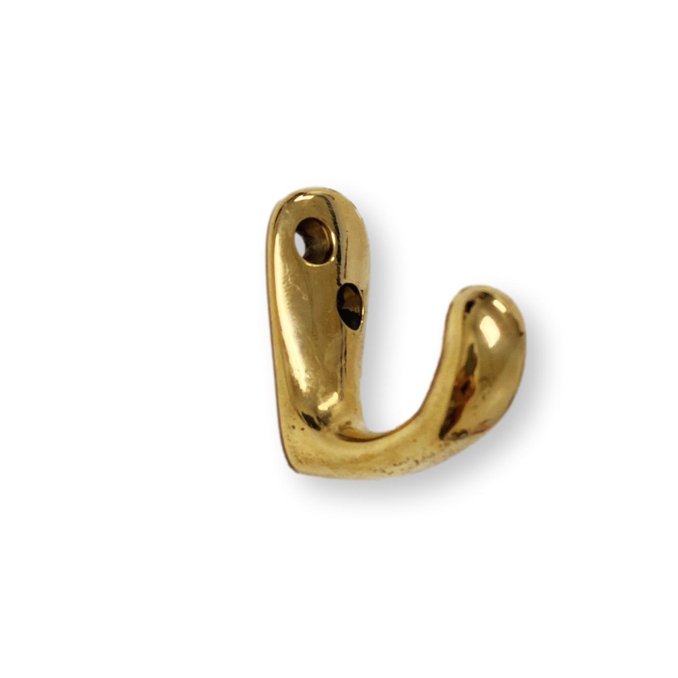 Unlacquered Brass Louie Wall Coat and Hat Hook