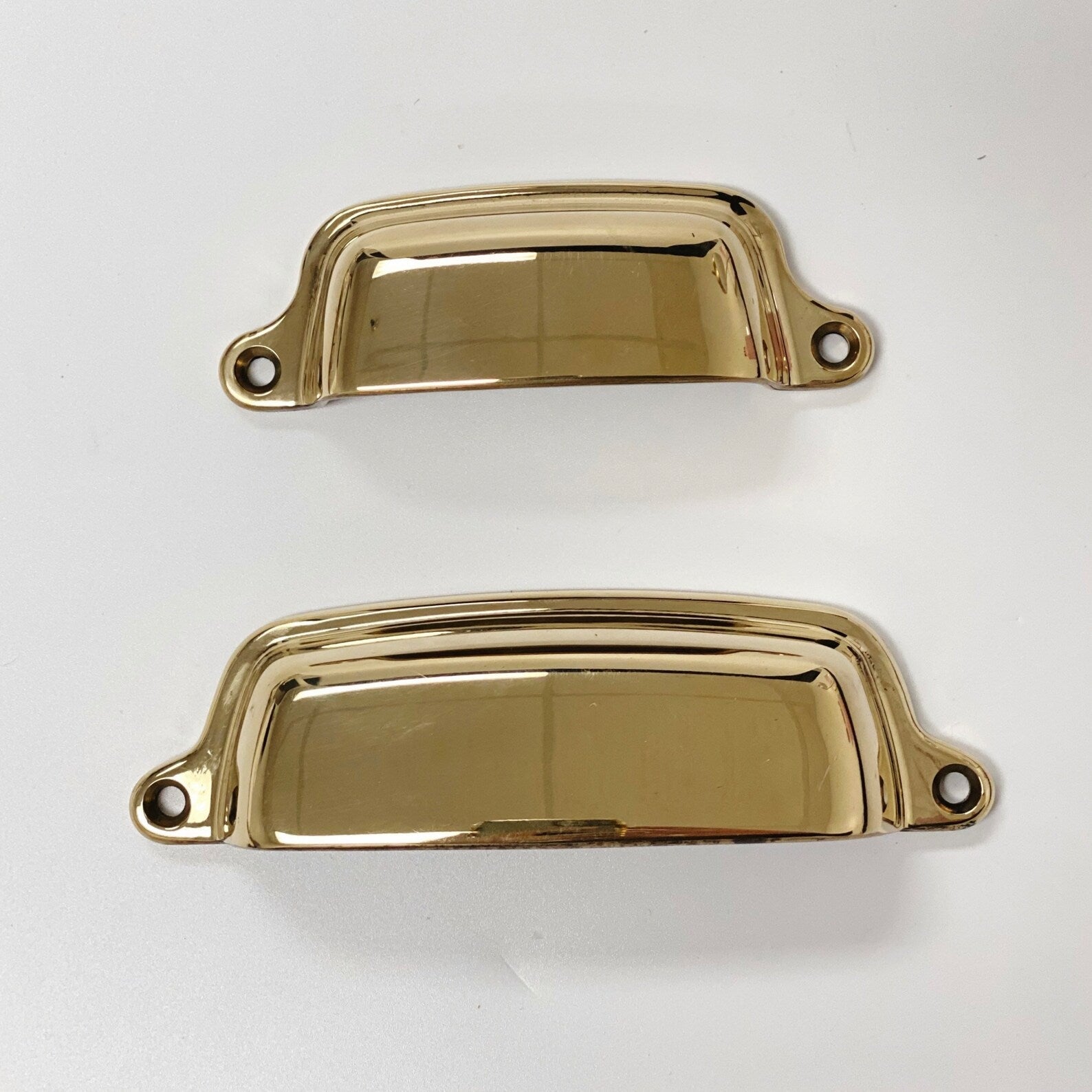 Unlacquered Brass "Eloise" Cabinet Cup Drawer Pull - Kitchen Drawer Handle - Forge Hardware Studio