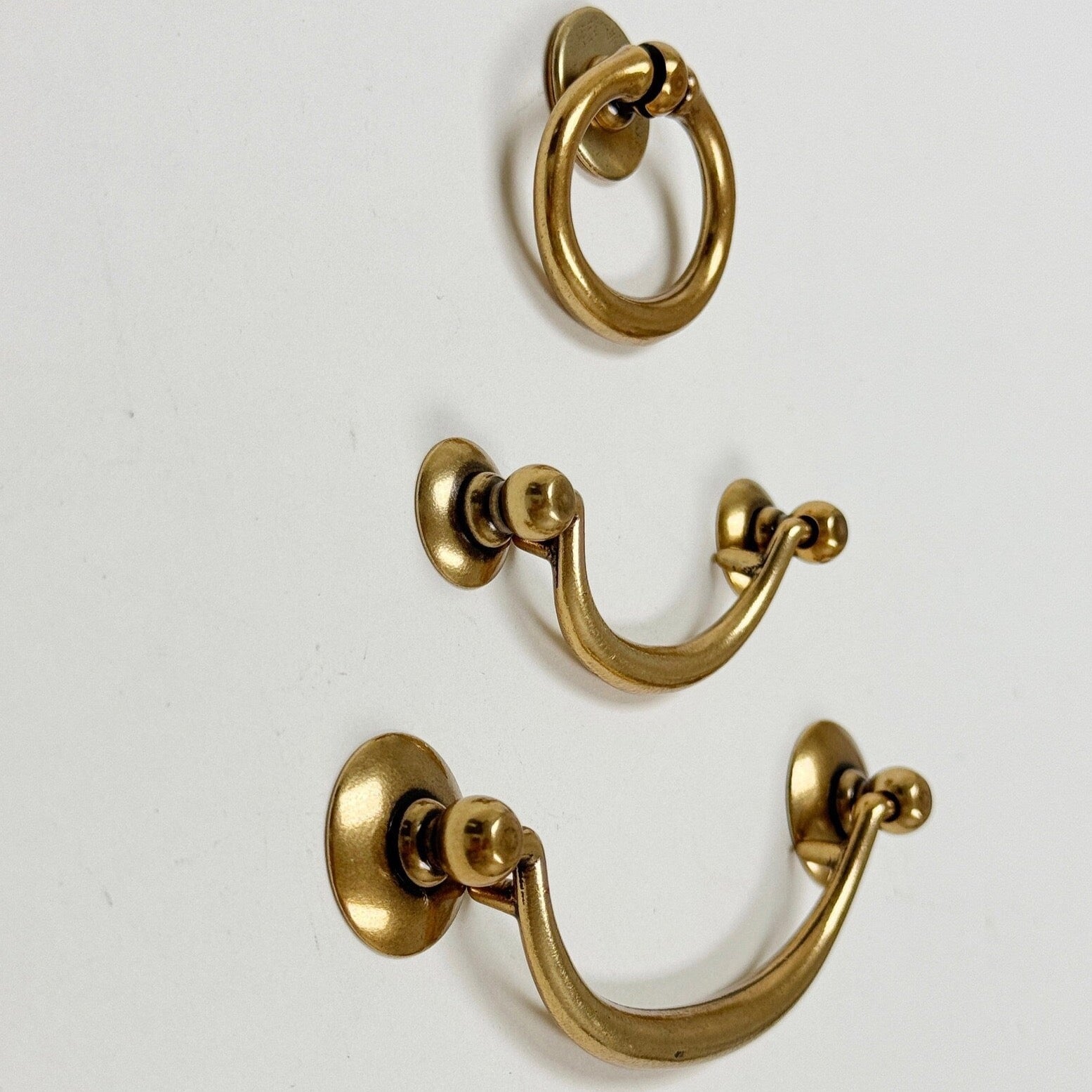 Brass Ring Pulls "Bail" Antique Brass Hardware - Forge Hardware Studio