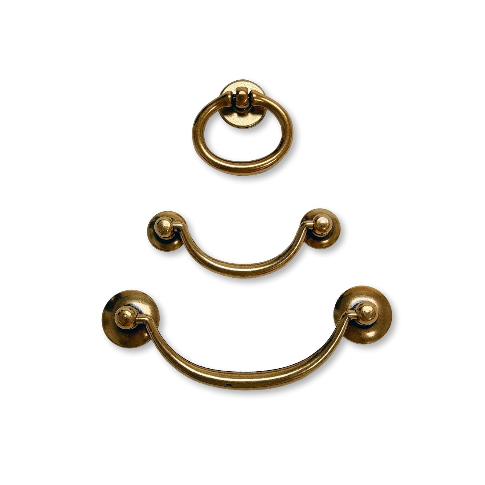 Brass Ring Pulls "Bail" Antique Brass Hardware - Forge Hardware Studio