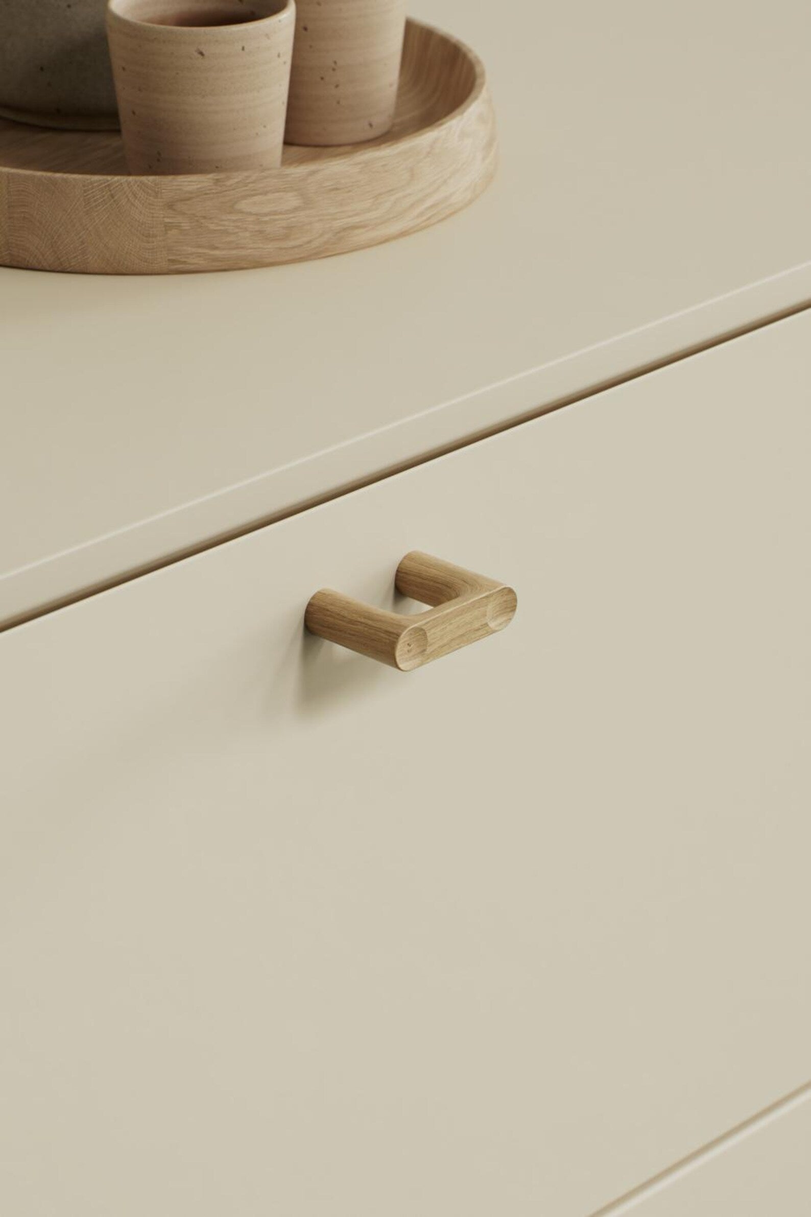 Lacquered Oak Wood "Punto" Cabinet Knob and Drawer Pulls