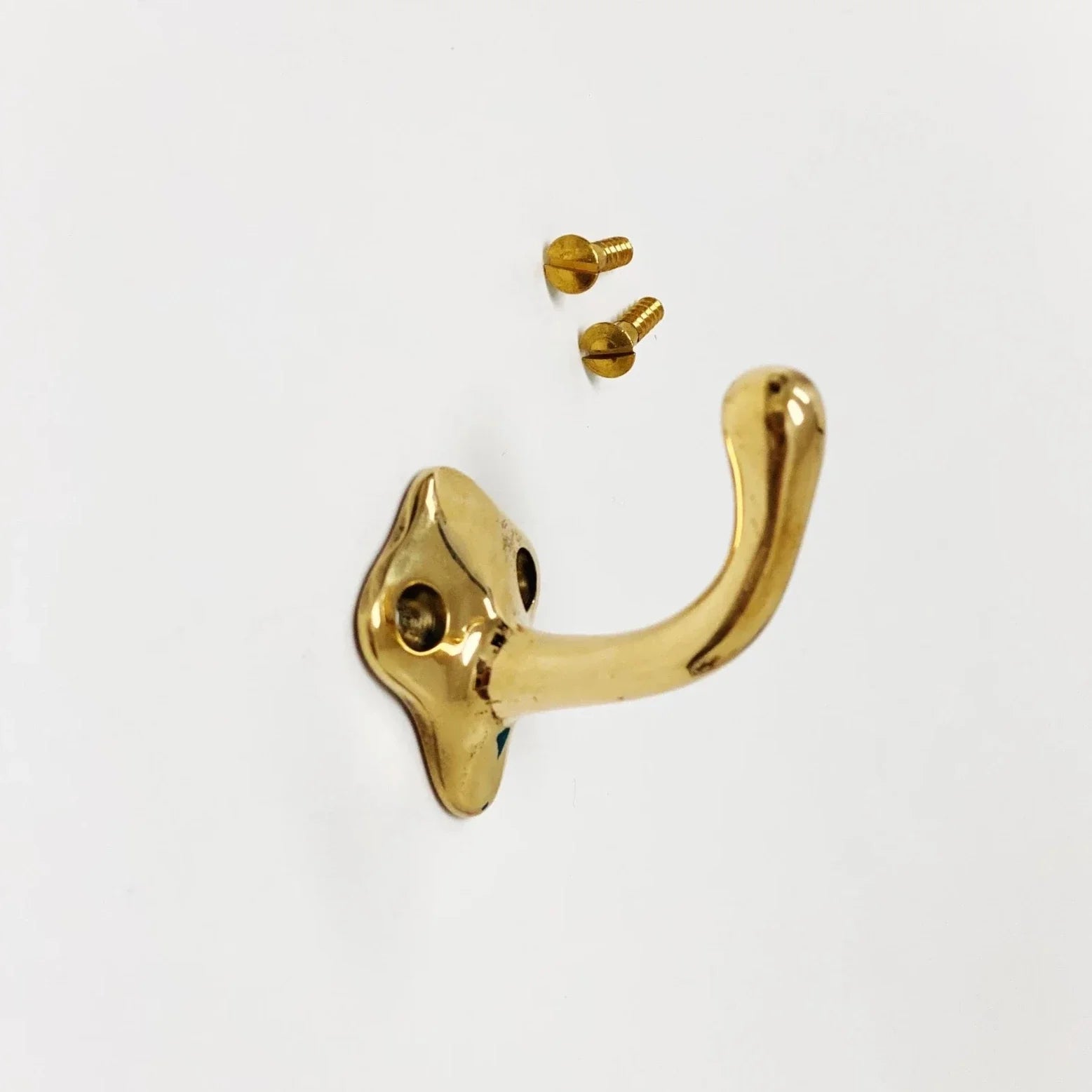 Unlacquered Brass "Louie Style 2" Polished Brass Wall Coat and Hat Hook - Forge Hardware Studio