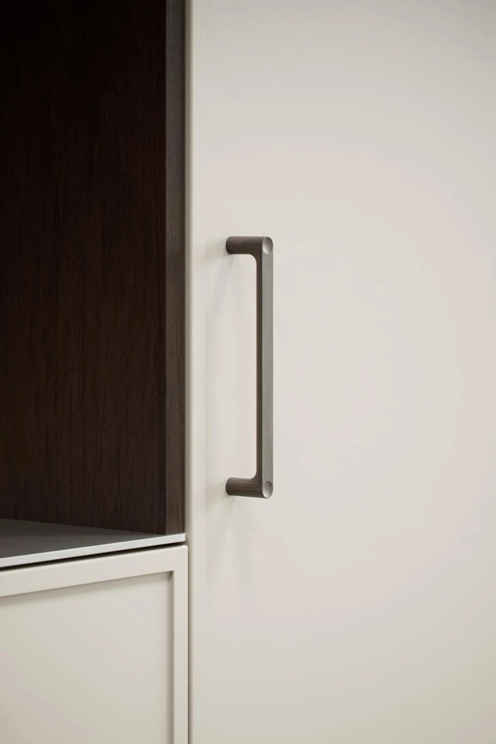 Dark Oak Lacquered Wood "Punto" Cabinet Knob and Drawer Pulls