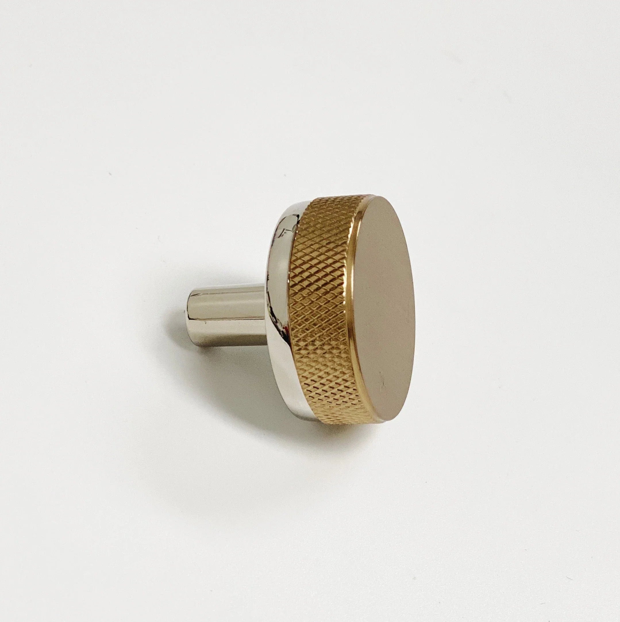 Knurled Polished Nickel and Champagne Bronze Dual-Finish Knobs and Pulls