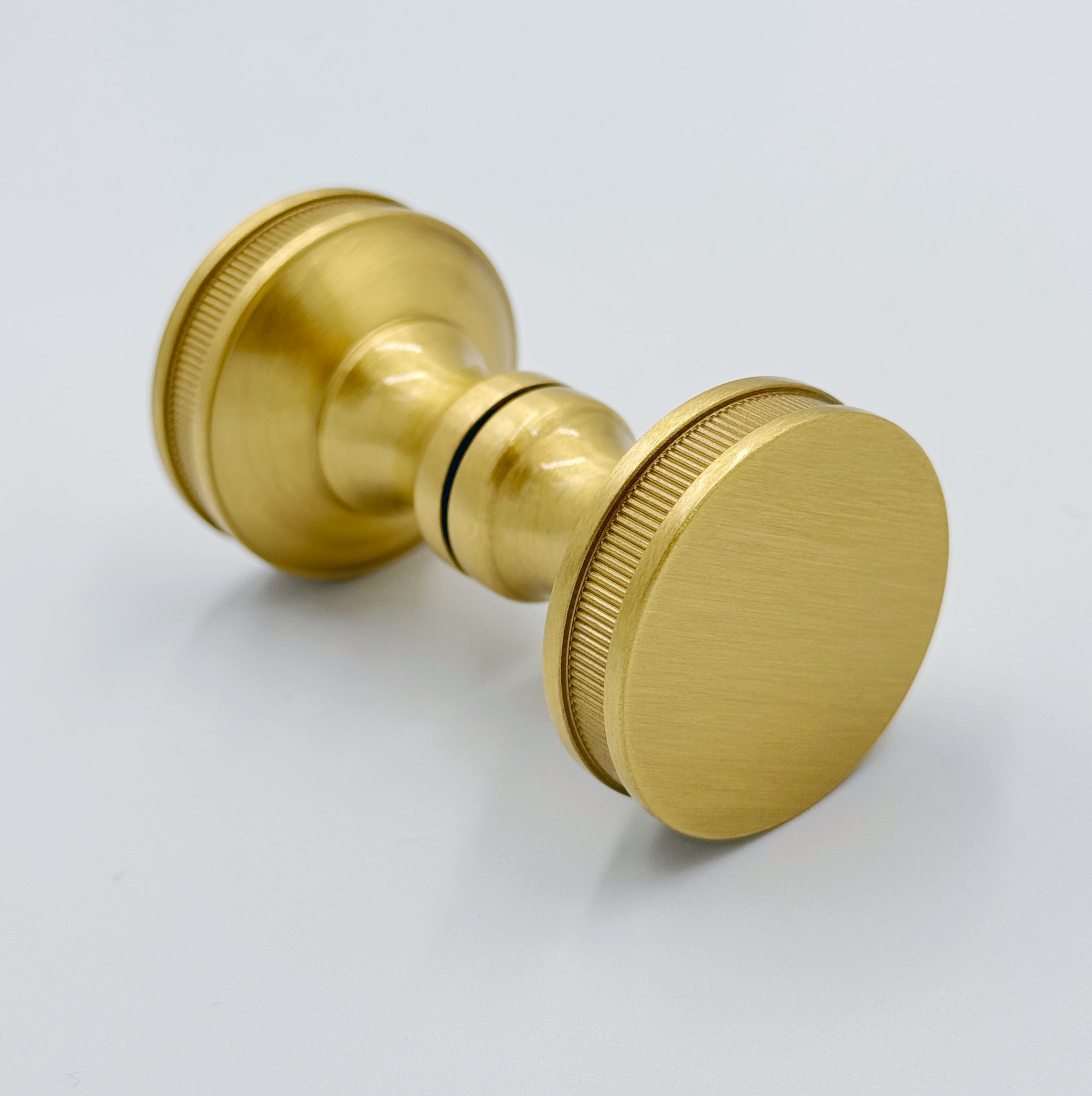 Solid Brass "Reeded" Round Glass Shower Knob