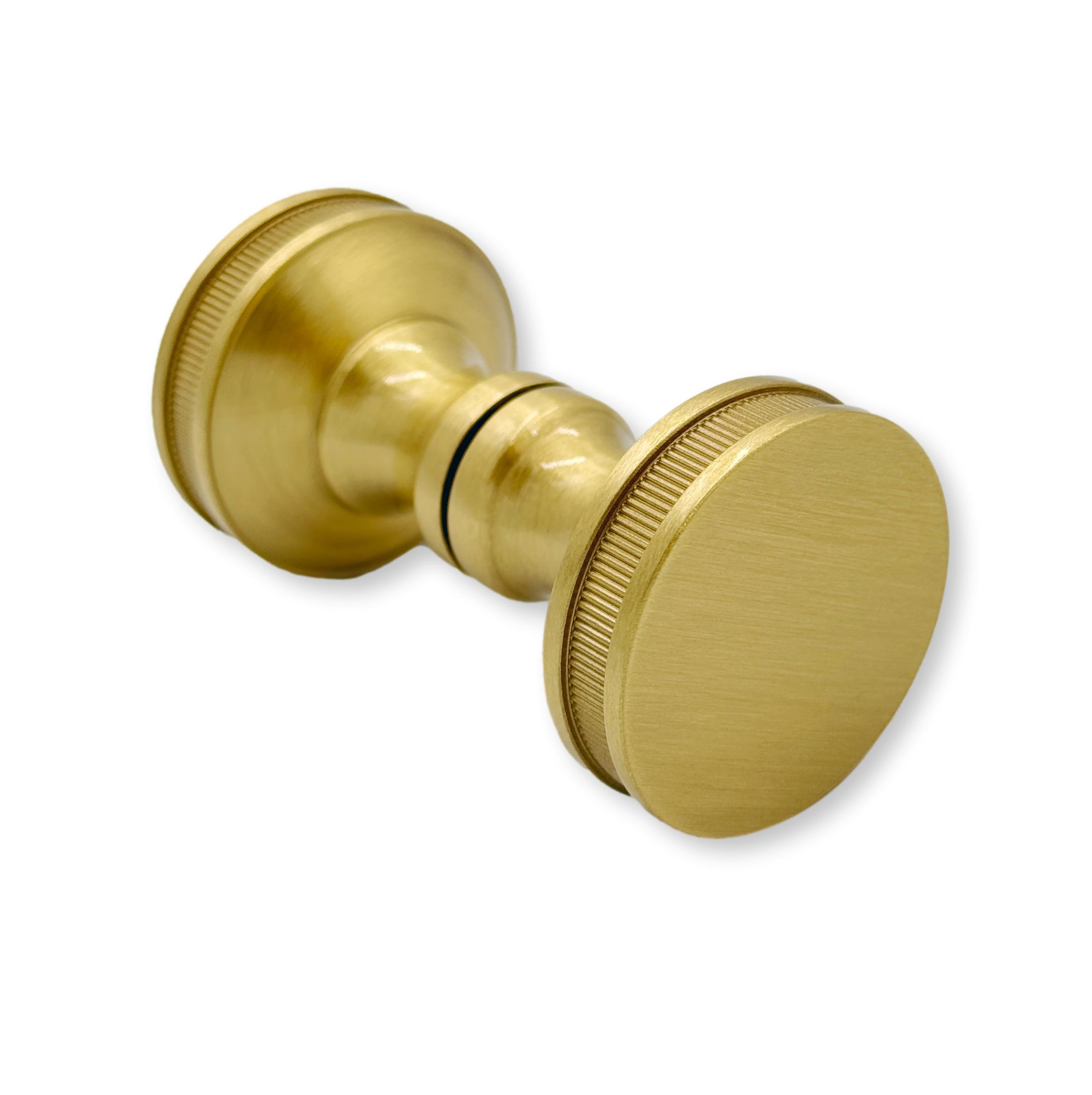 Solid Brass "Reeded" Round Glass Shower Knob