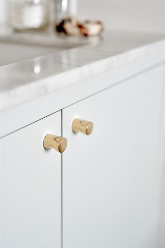 Unlacquered Brass "Lounge" Cabinet Knob and Wire Drawer Pulls