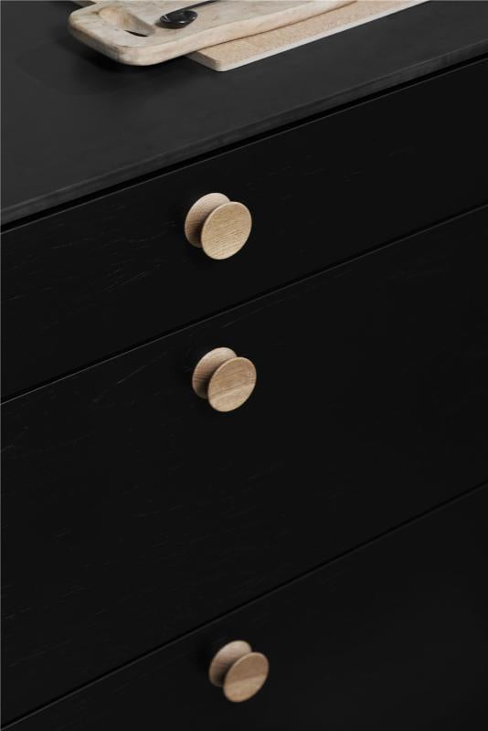 Round Wood "Pulley" Lacquered Oak Cabinet Knob - Industry Hardware