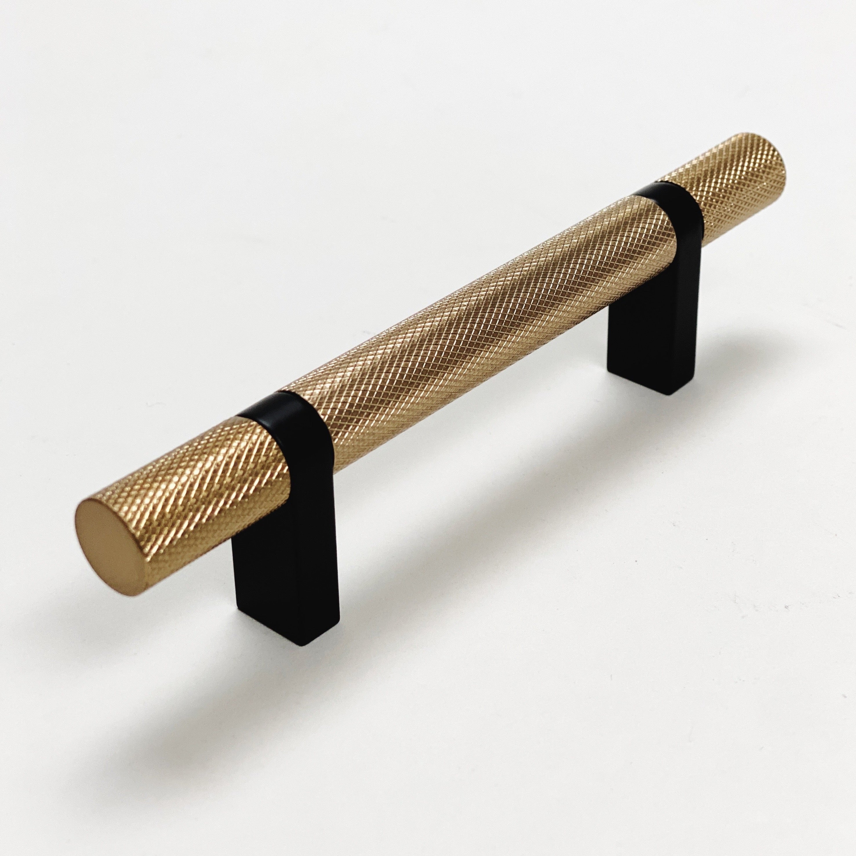 Knurled Select T-Bar Champagne Bronze and Matte Black Knobs and Pulls - Industry Hardware