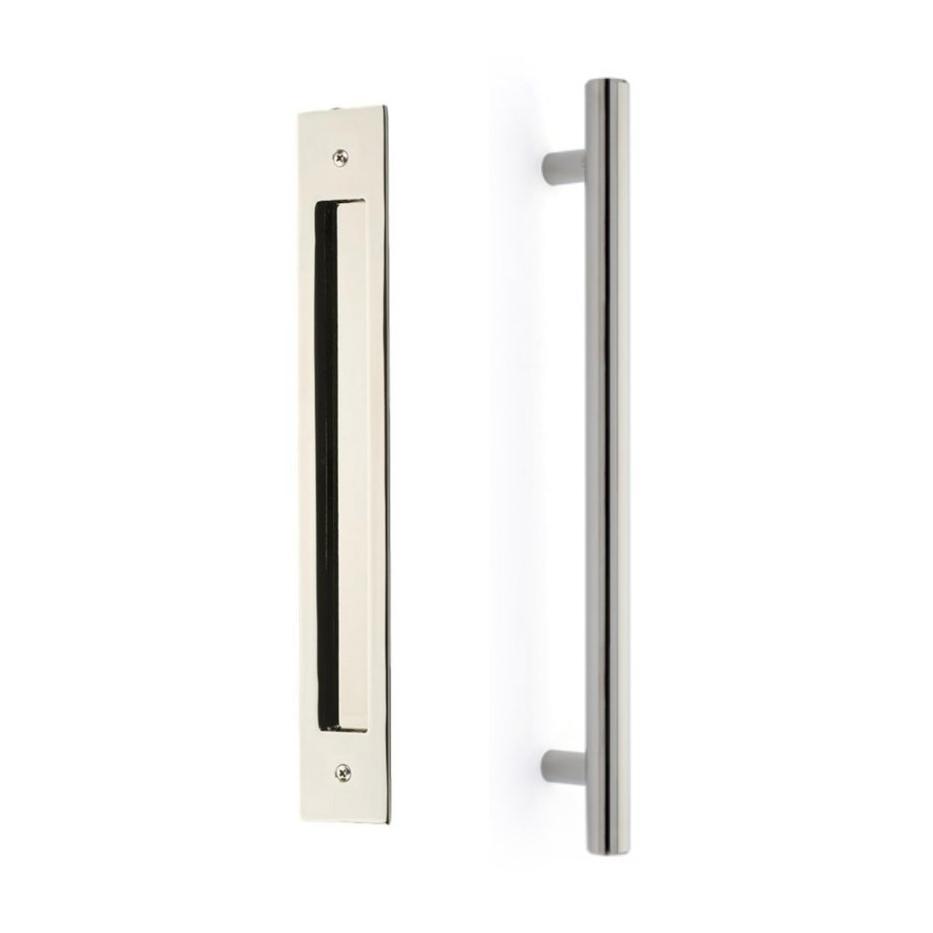 Door Flush Pull and 12" Handle Back to Back Hardware for Interior Sliding and Barn Doors