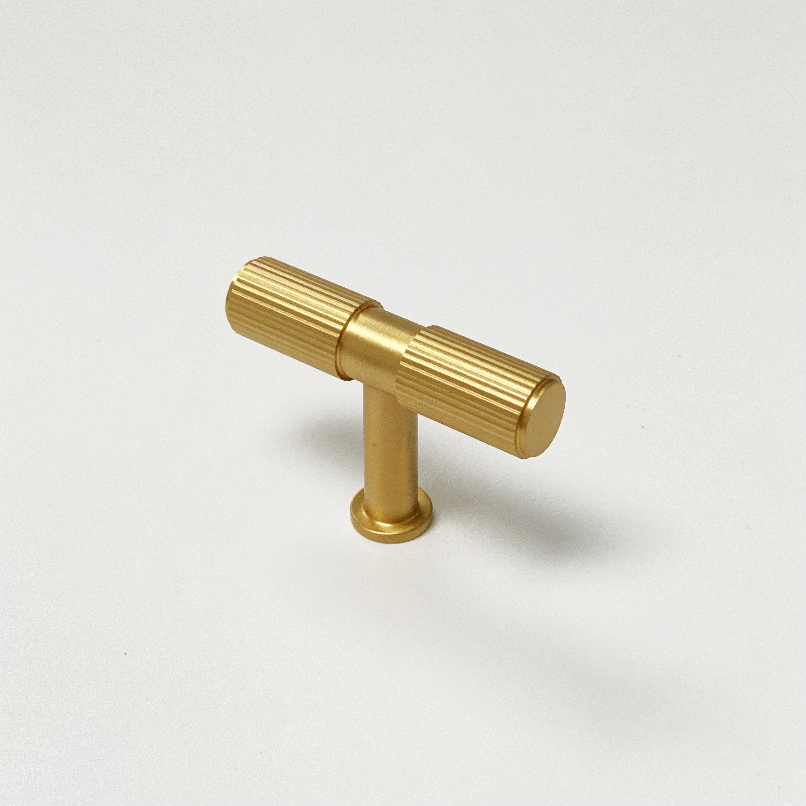 Brass Solid Texture No.2 Knurled Drawer Pulls and Knobs in Satin Bra