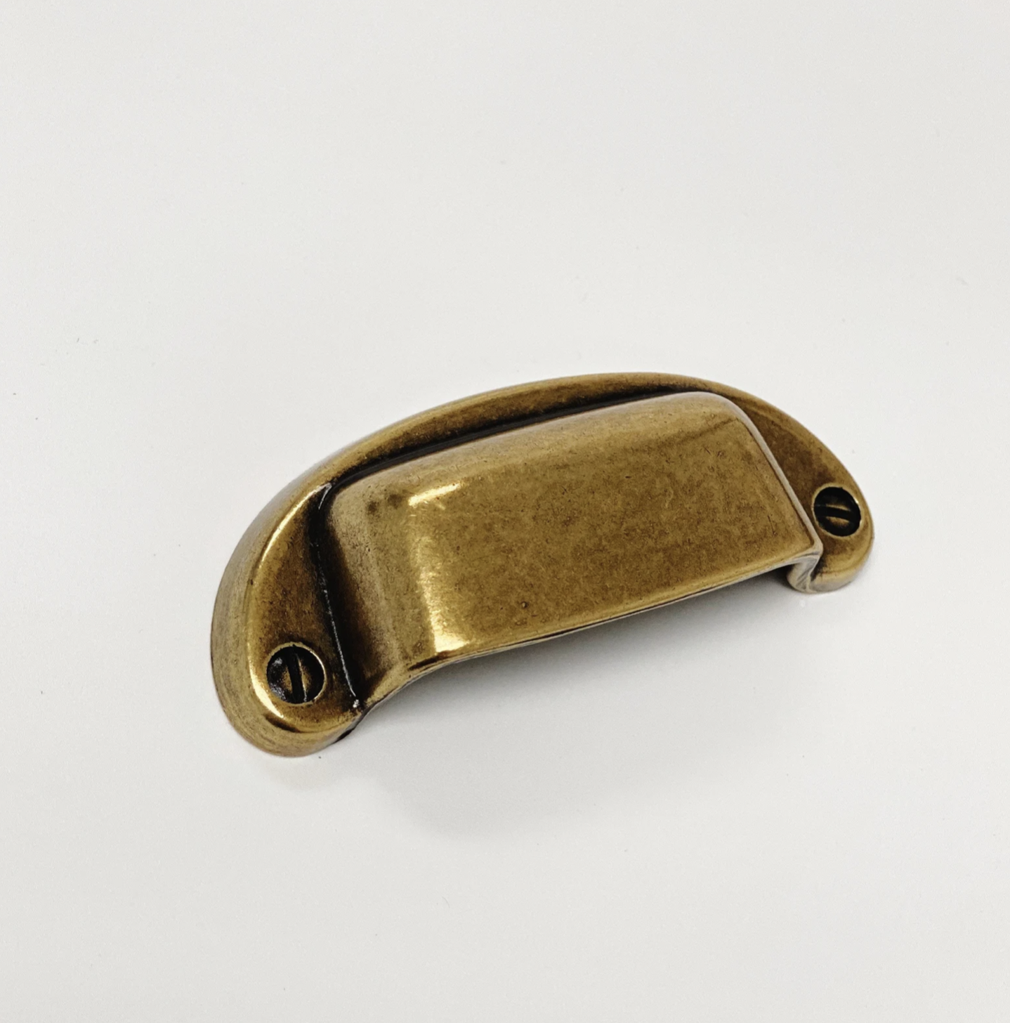 Drawer Cup Pull Capri in Antique Brass - Brass Cabinet Hardware