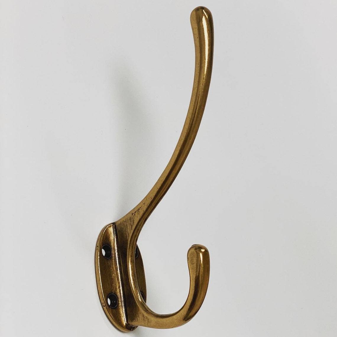 Large Antique Brass Capri Modern Wall Hat and Coat Hook