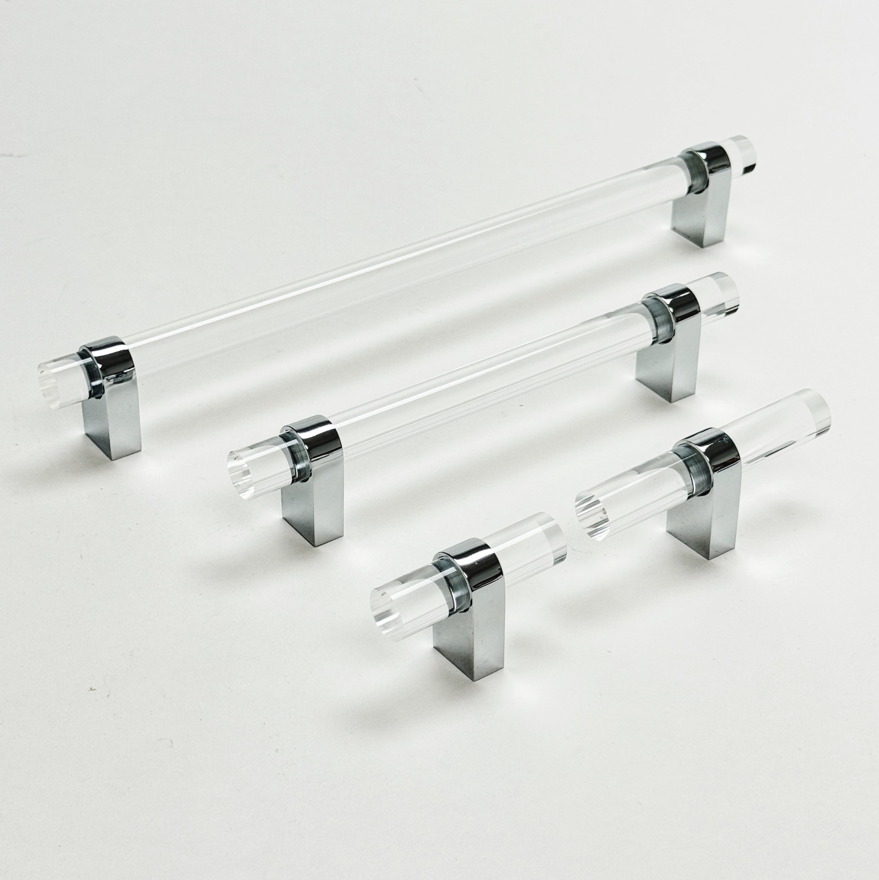 Lucite "June" Polished Chrome Drawer Pulls and Knobs - Industry Hardware