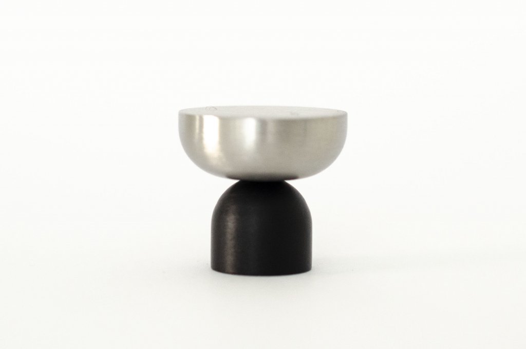 Nickel and Black "Raised Bowl" Round Cabinet Knob and Hook - Industry Hardware